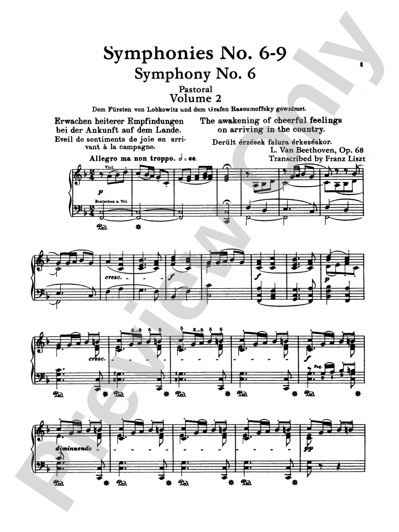 Beethoven: Symphonies (Nos. 6-9) (Arr. Franz Liszt): Piano Book