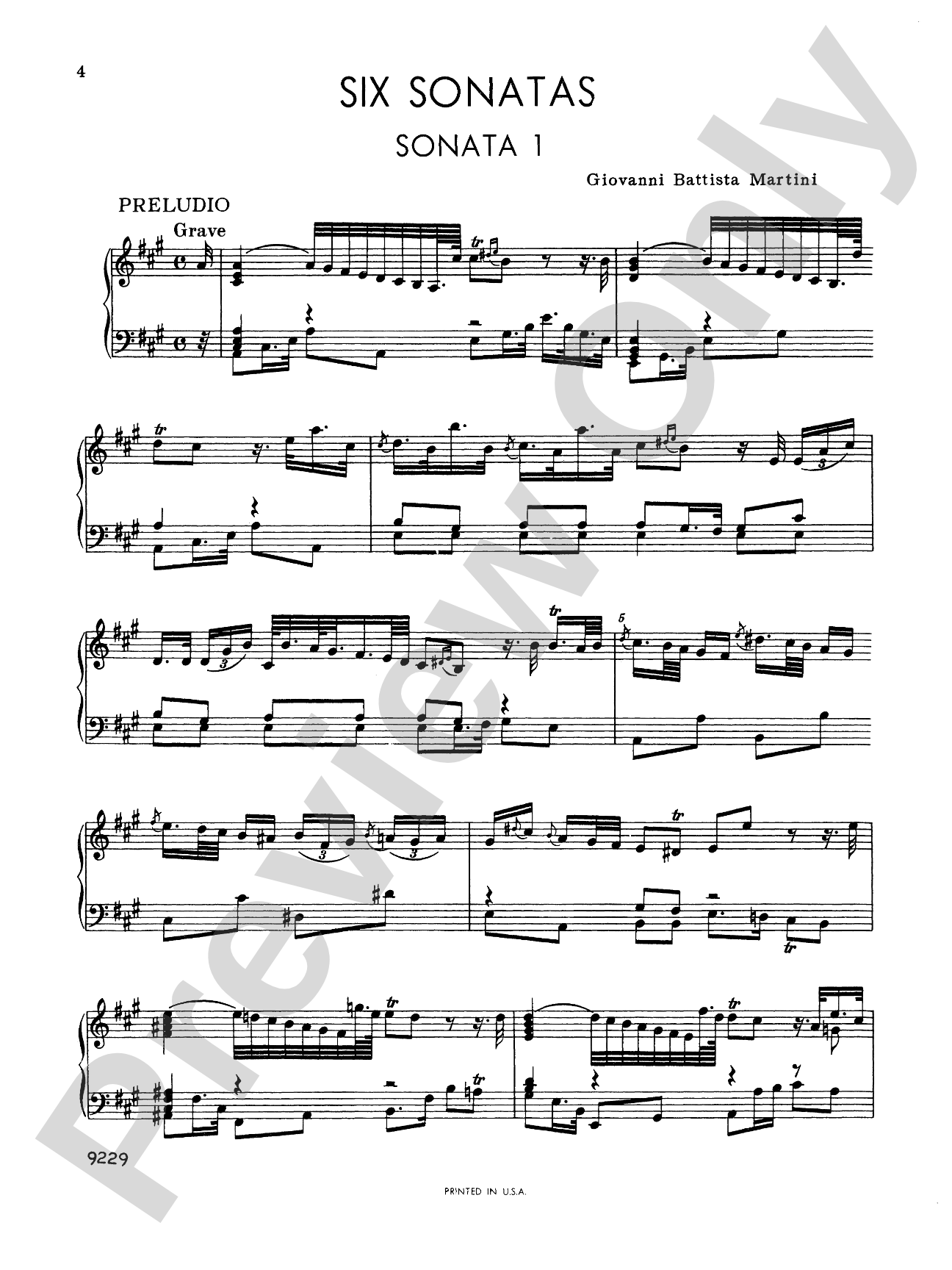 Martini: Six Sonatas: Piano Book