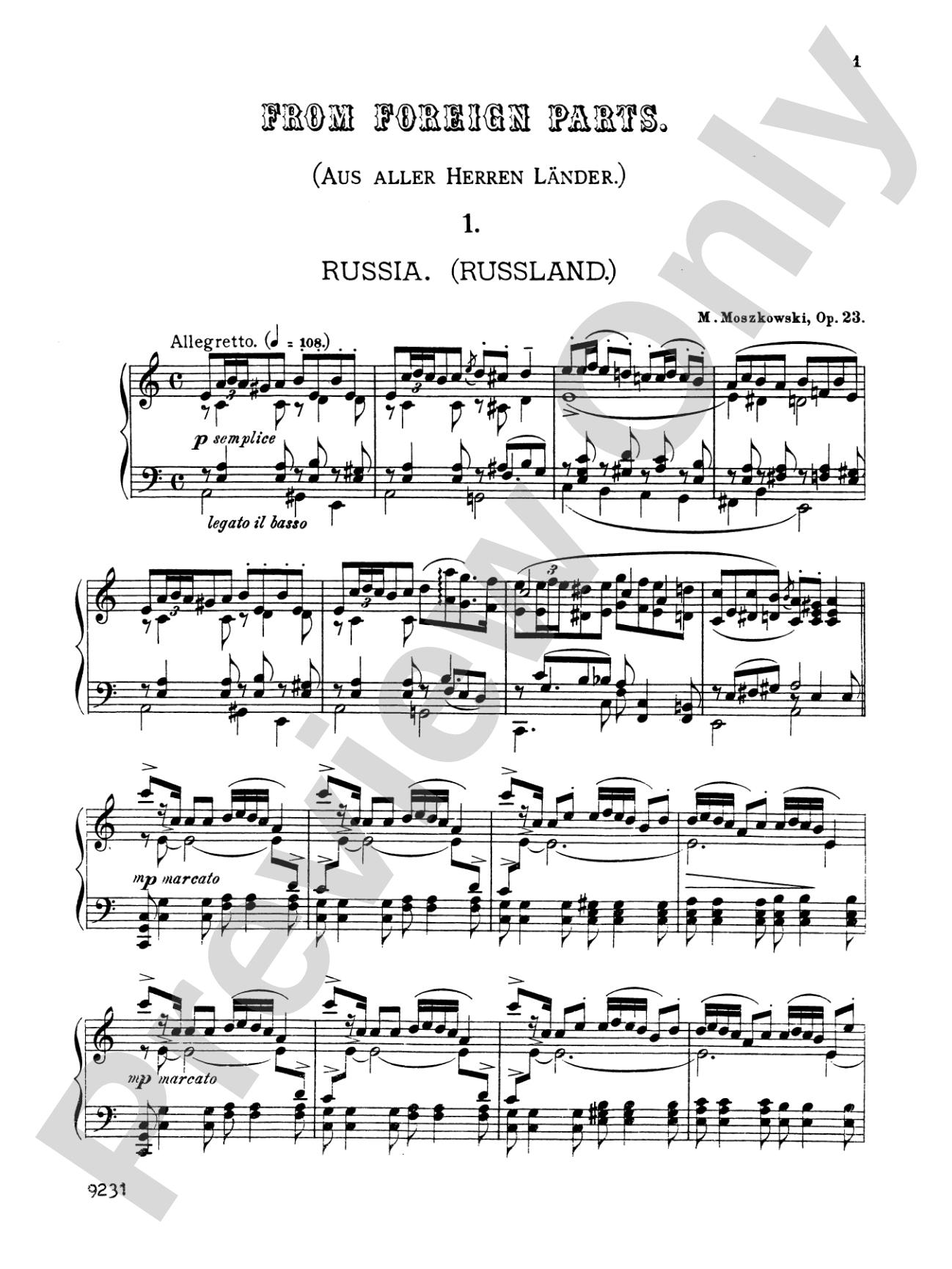 Moszkowski: From Foreign Parts, Op. 23: Piano