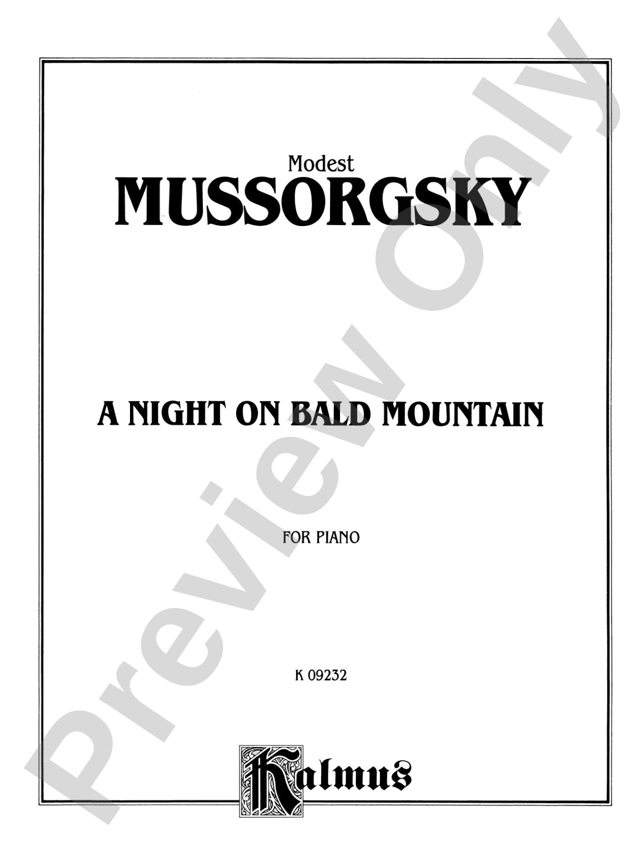 Mussorgsky: A Night on Bald Mountain: Piano