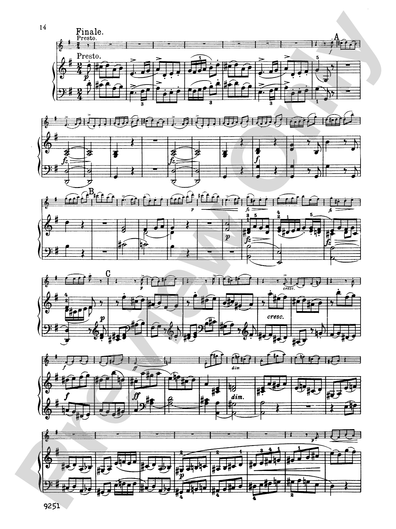 Haydn: Sonata in G Major: Flute Part(s)