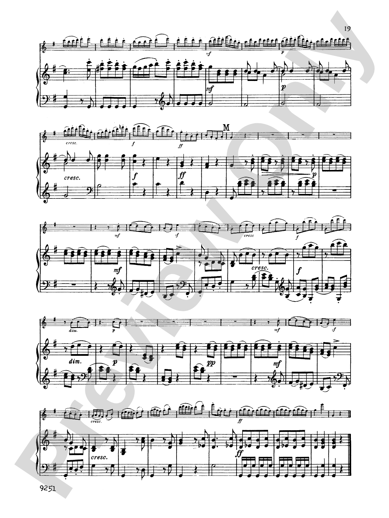 Haydn: Sonata in G Major: Flute Part(s)