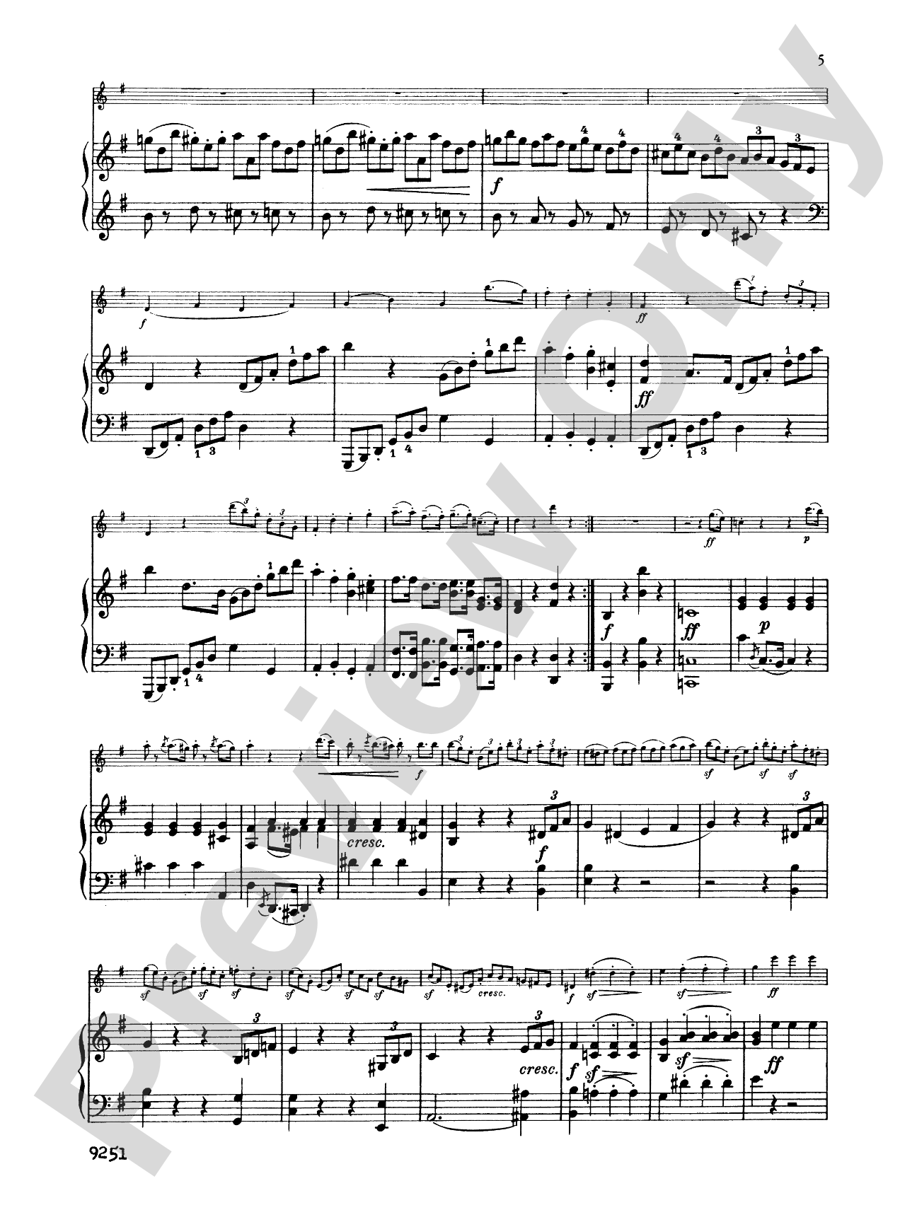 Haydn: Sonata in G Major: Flute Part(s)
