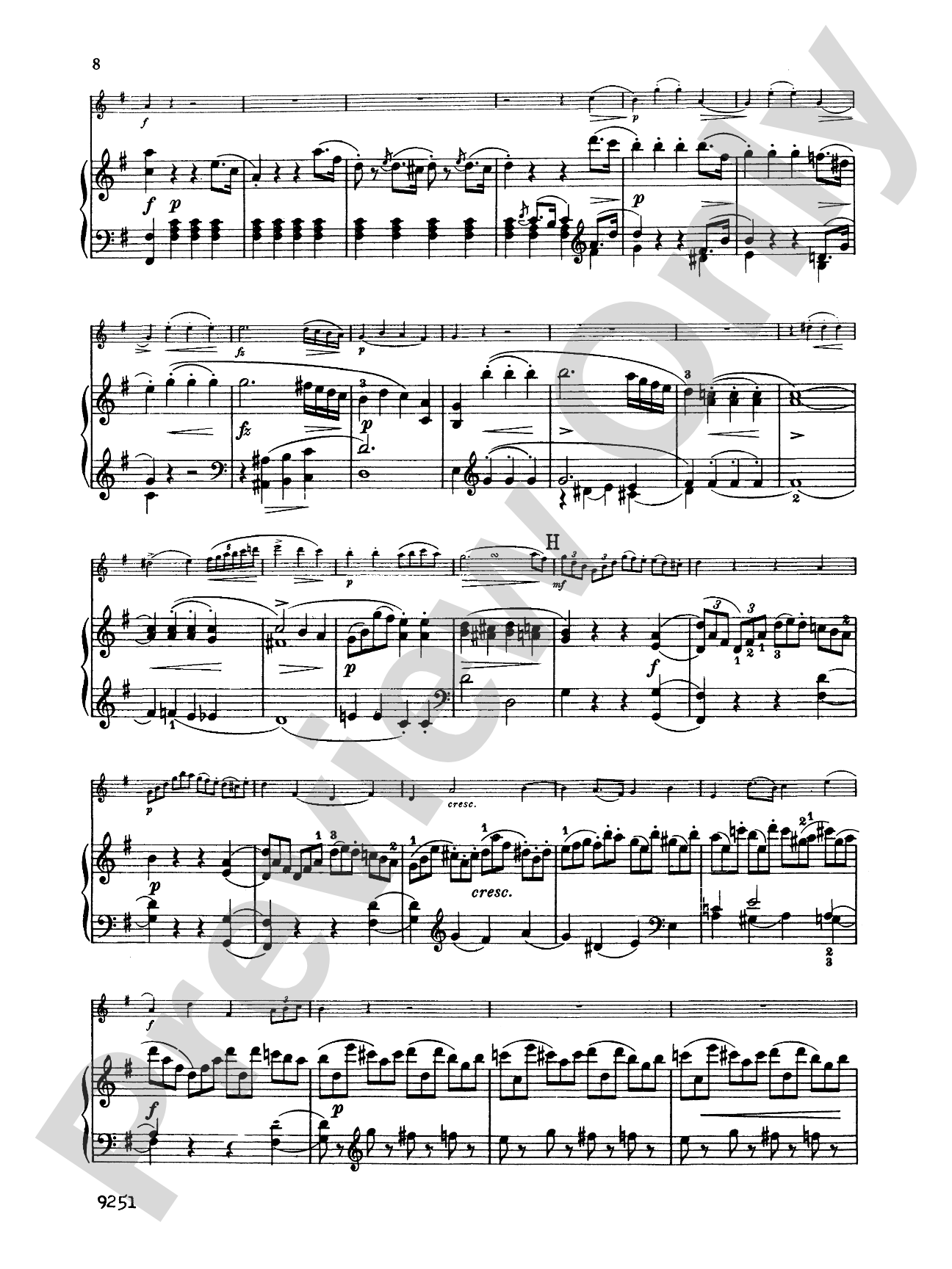 Haydn: Sonata in G Major: Flute Part(s)