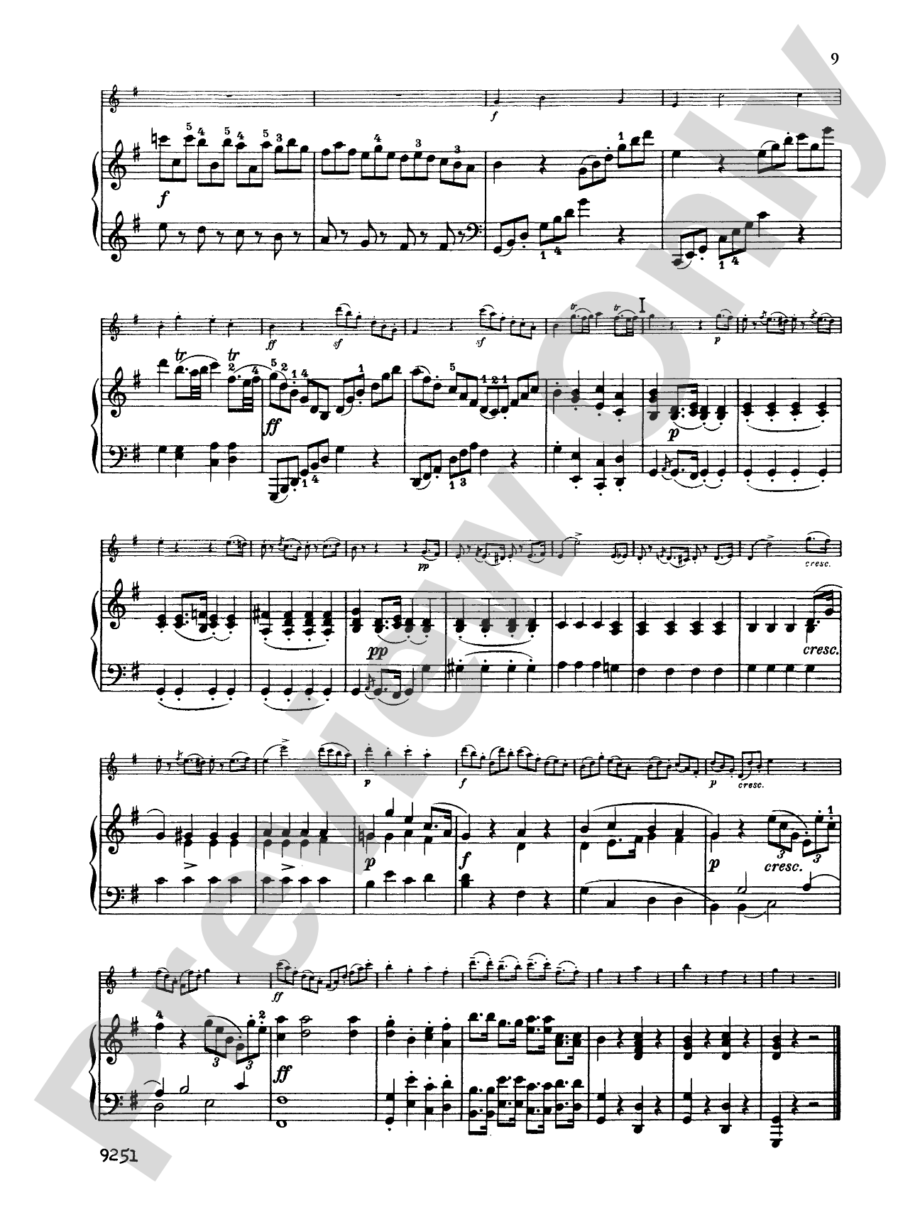 Haydn: Sonata in G Major: Flute Part(s)