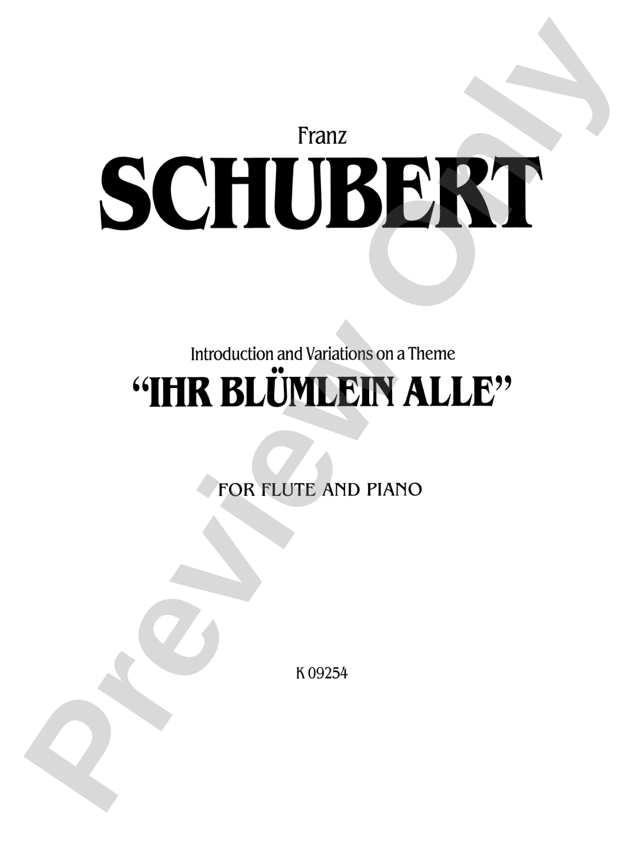 Schubert: Introduction and Variations on a Theme "Ihr Blümlein Alle": Flute Part(s)