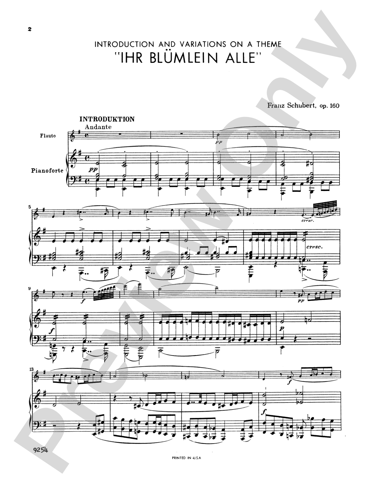 Schubert: Introduction and Variations on a Theme "Ihr Blümlein Alle": Flute Part(s)