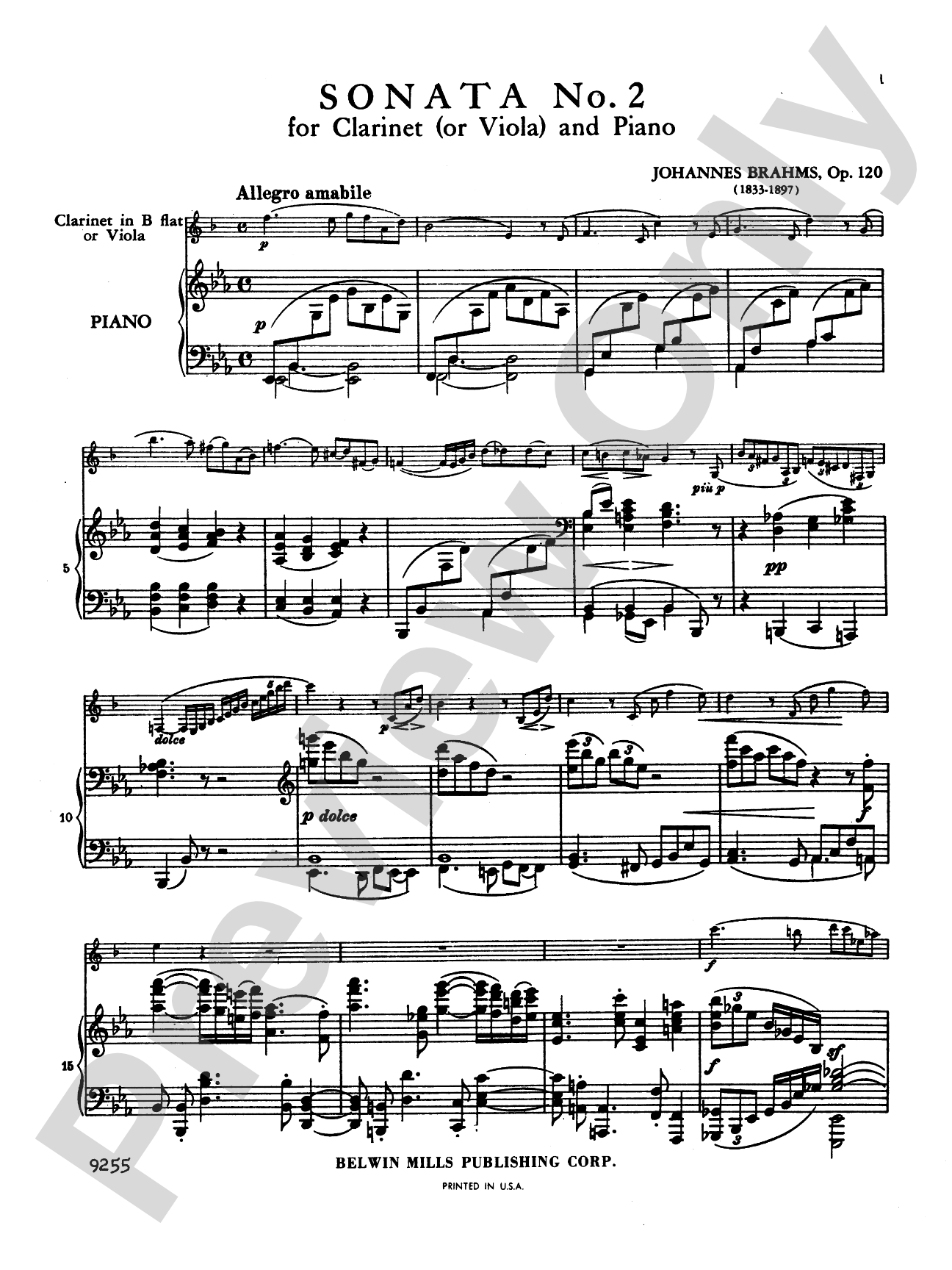Brahms: Sonata No. 2 in E flat Major, Op. 120