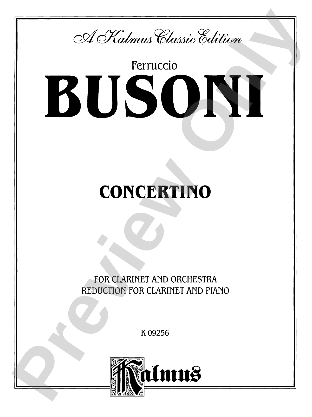 Busoni: Concertino: Clarinet Part(s)