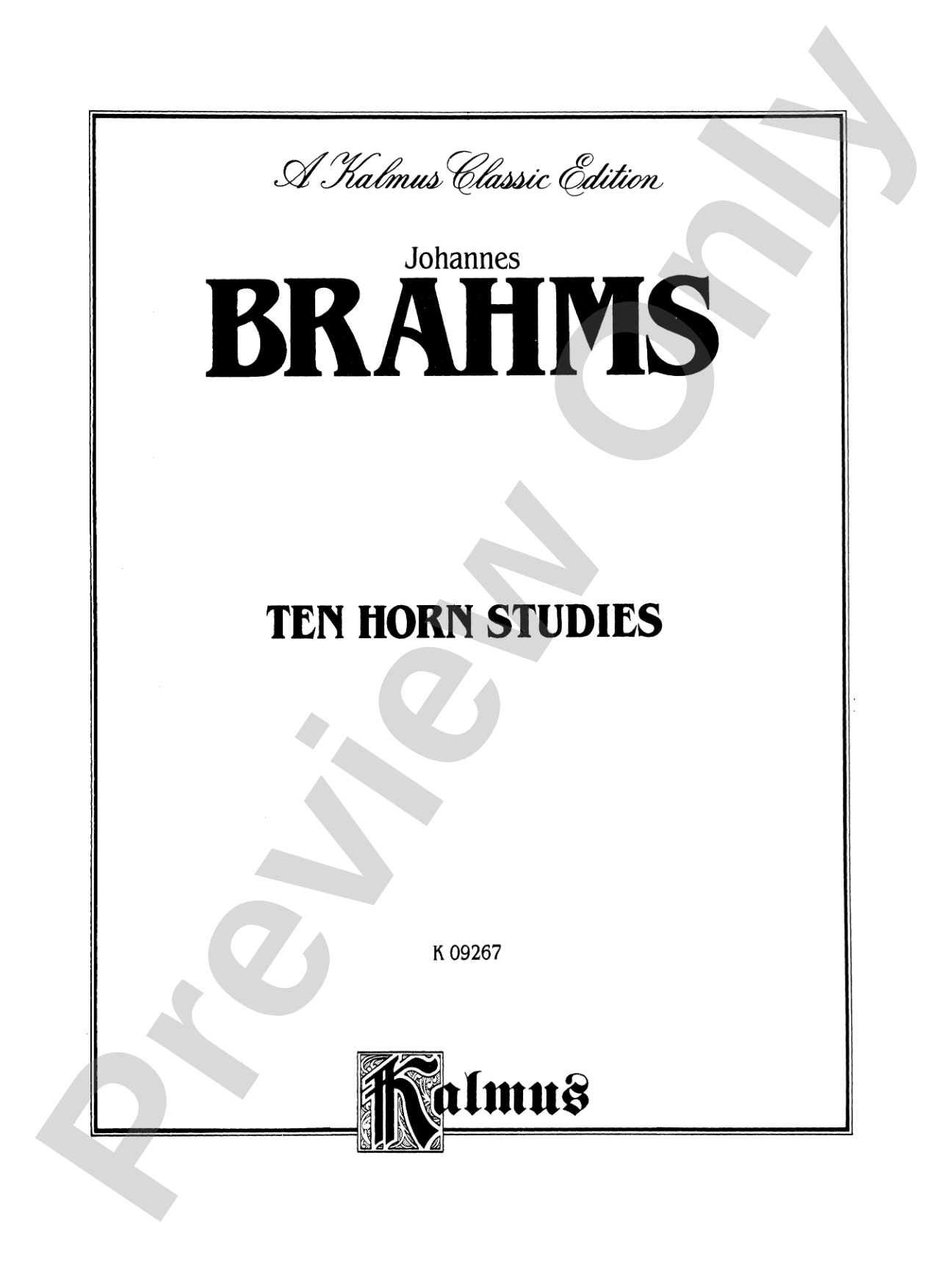 Brahms: Ten Horn Studies, Op. posth: French Horn Book
