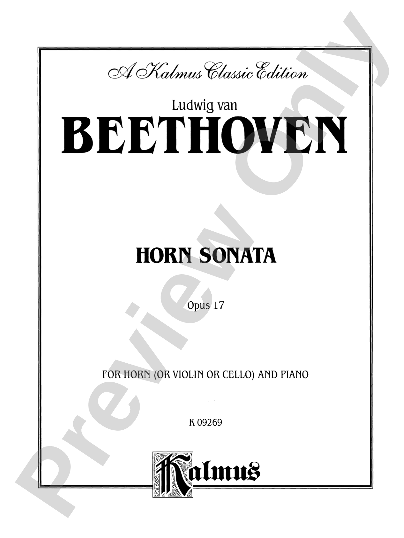 Horn Sonata, Op. 17: French Horn Part(s)