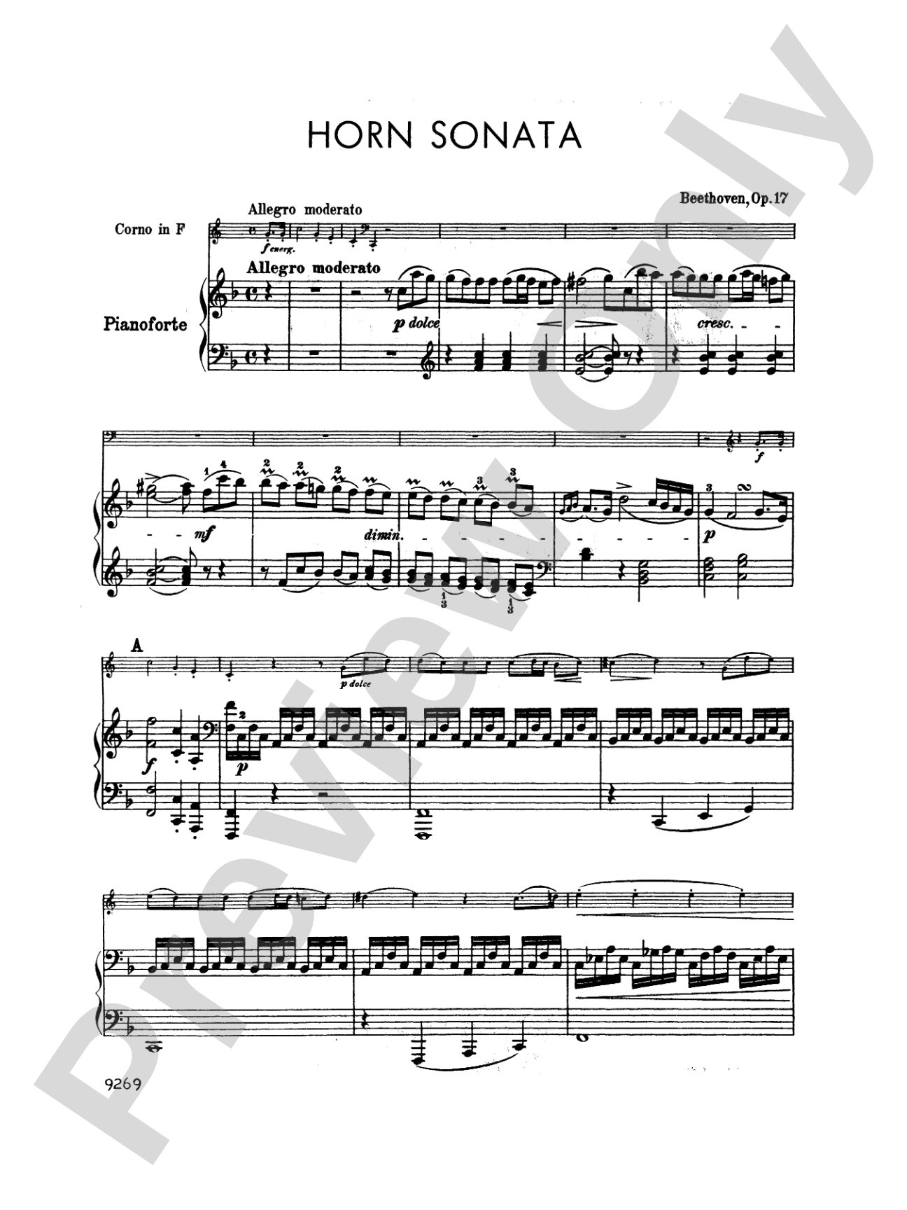 Horn Sonata, Op. 17: French Horn Part(s)
