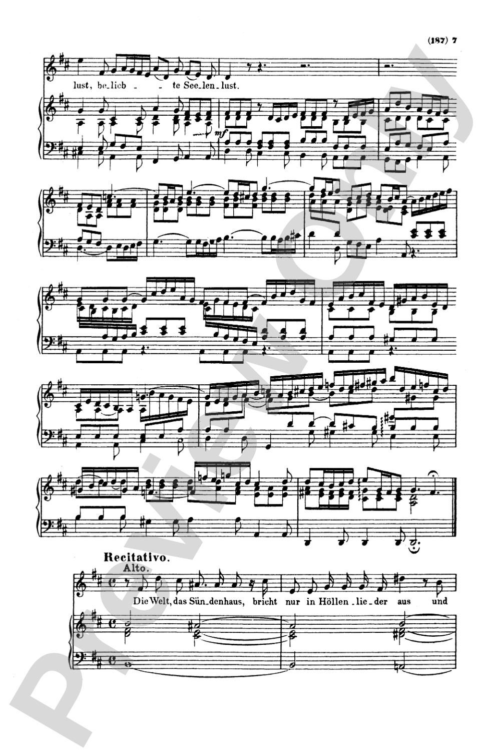 Bach: Contralto Solo, Cantata No. 170, Vergnugte Ruh', beliebte Seelenlust (German): SATB with A Solo Voice
