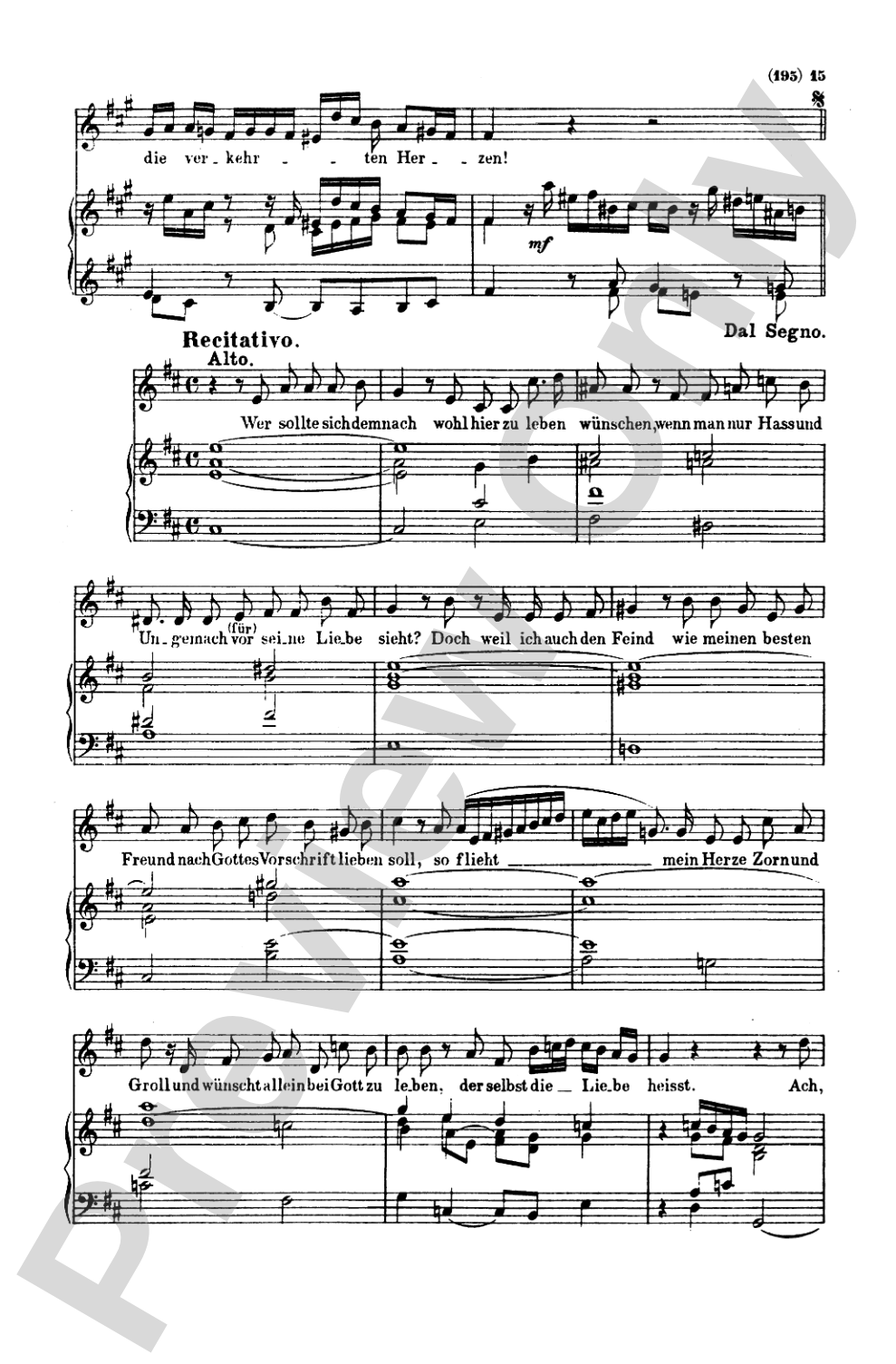 Bach: Contralto Solo, Cantata No. 170, Vergnugte Ruh', beliebte Seelenlust (German): SATB with A Solo Voice