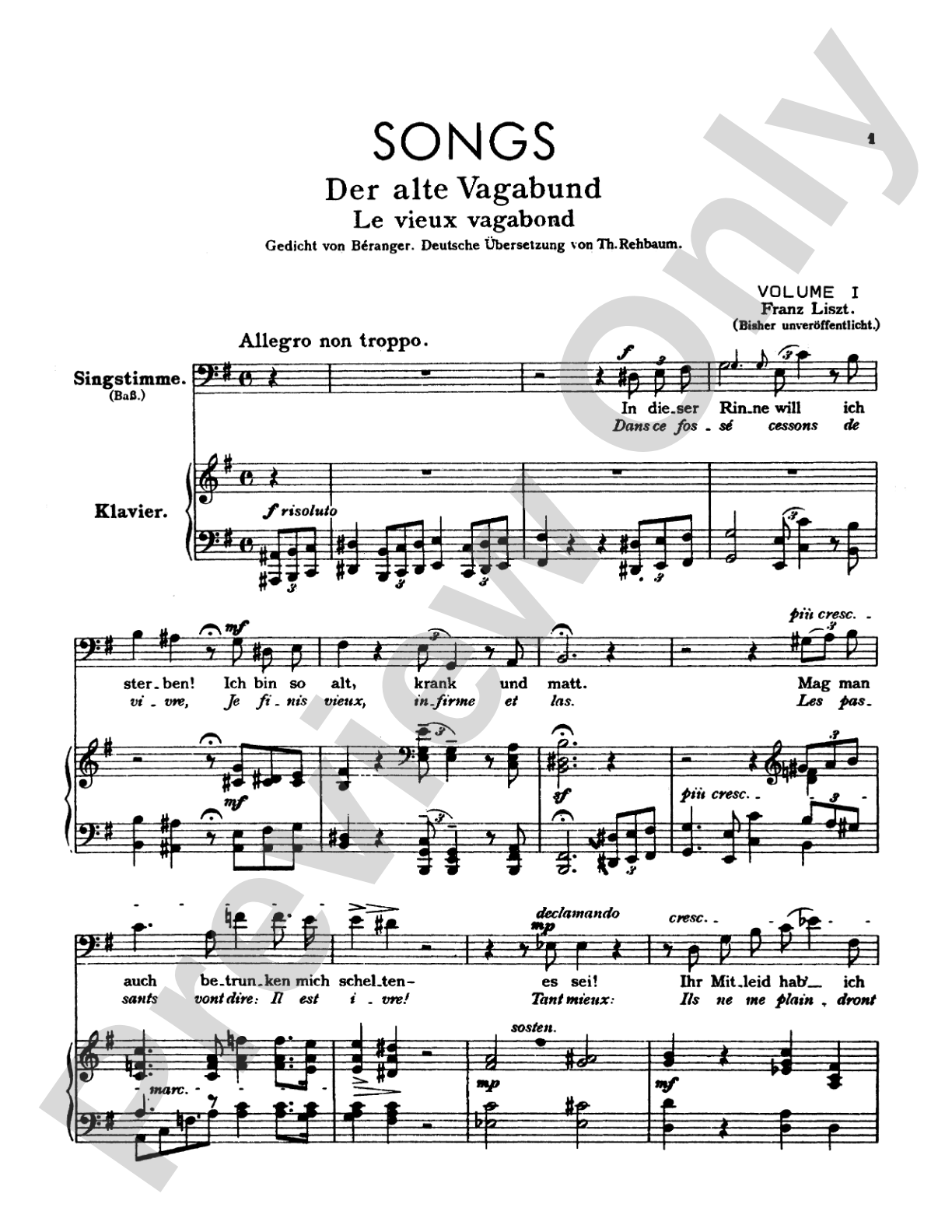Liszt: Songs, Volume I, Nos. 1-13 (German/French): Vocal Comb Bound Book
