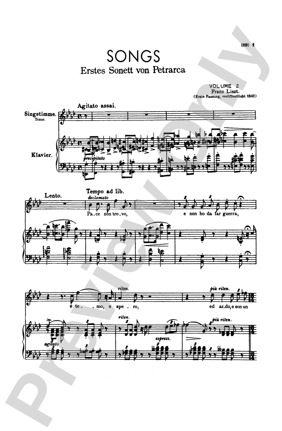Liszt: Songs, Volume II, Nos. 14-25 (Italian or German): Vocal Book