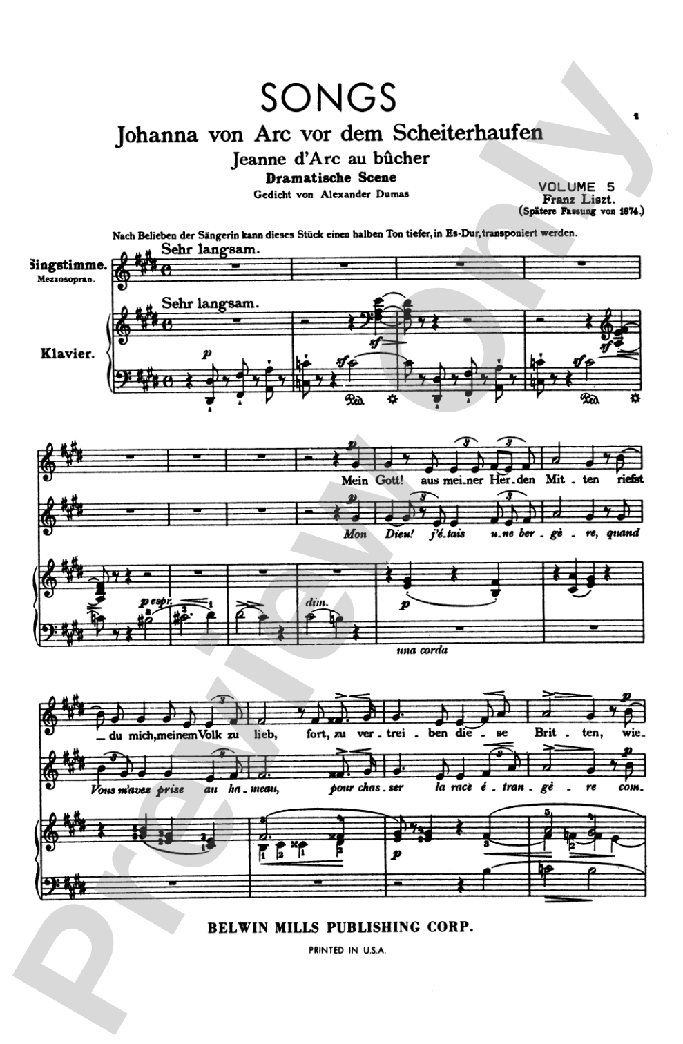 Liszt: Songs, Volume V, Nos. 1-25 (German): Vocal Book