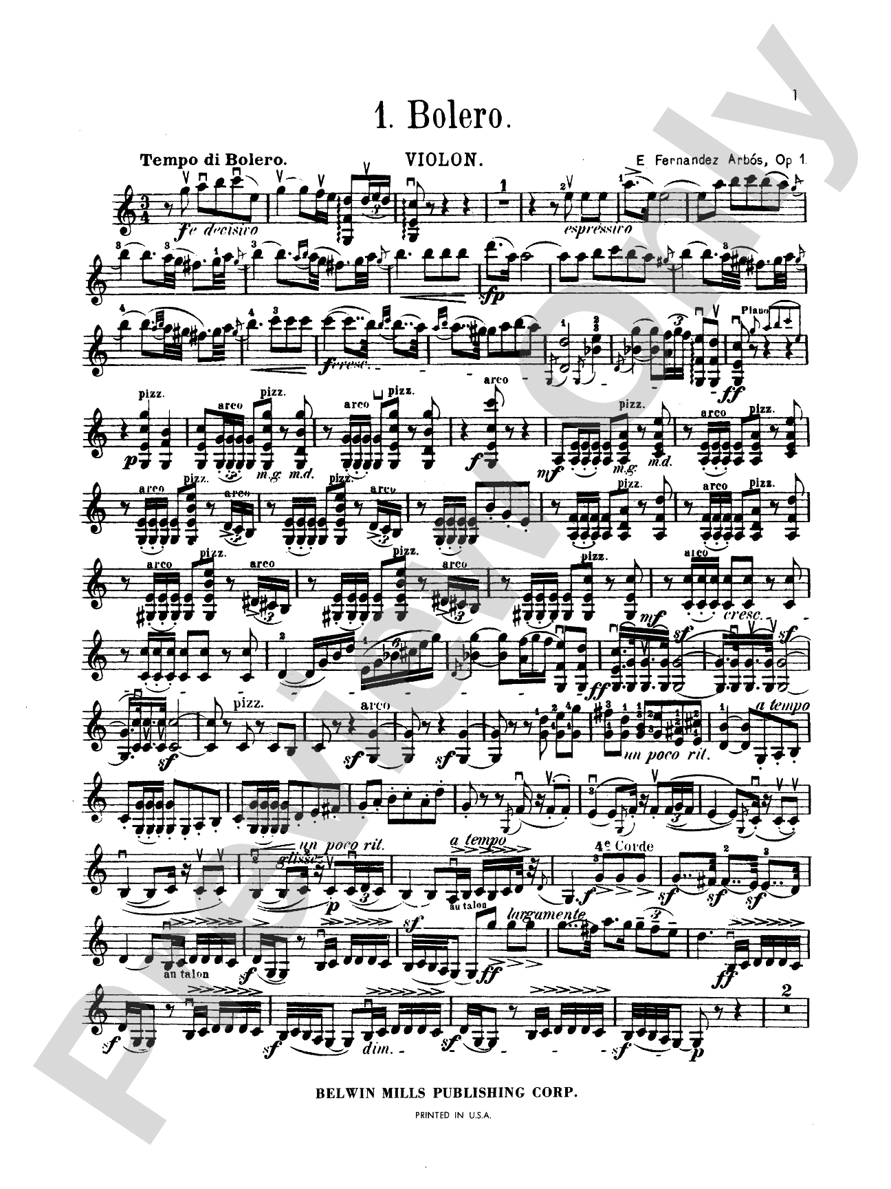 Arbós: Spanish Dances, Op. 1: Chamber Ensemble Book