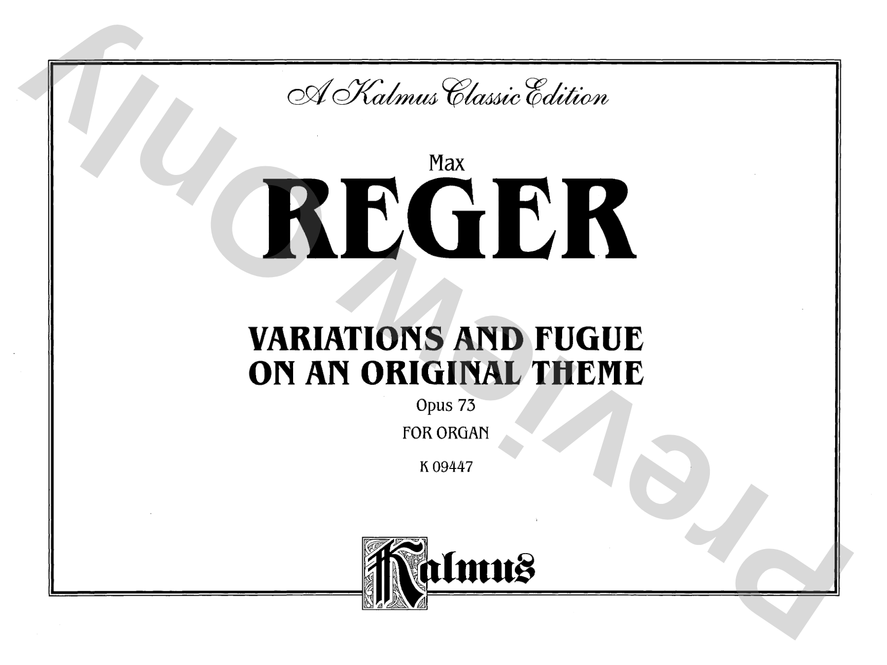 Reger: Variations and Fugue on an Original Theme