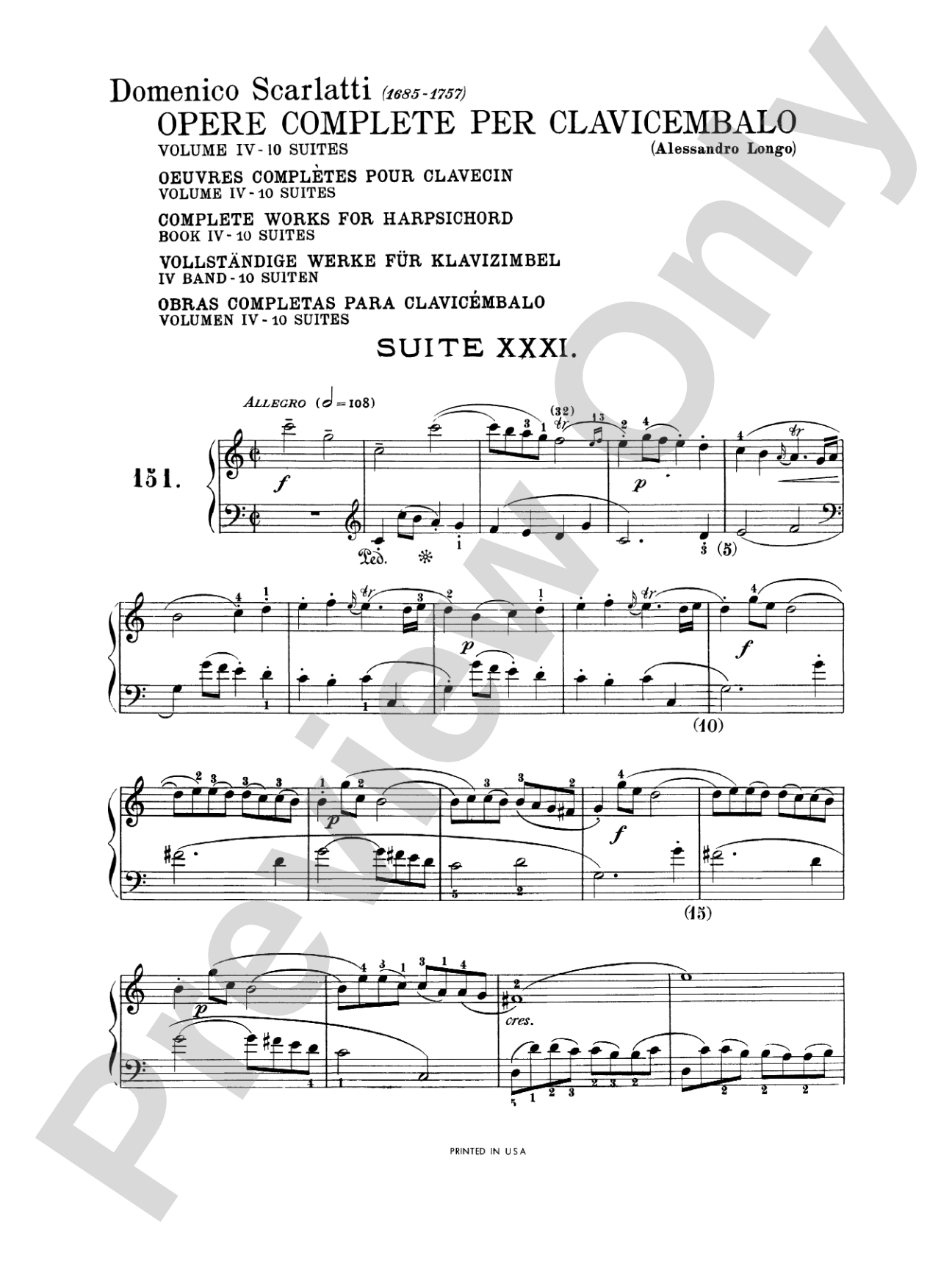 Scarlatti: The Complete Works, Volume IV: Piano Book