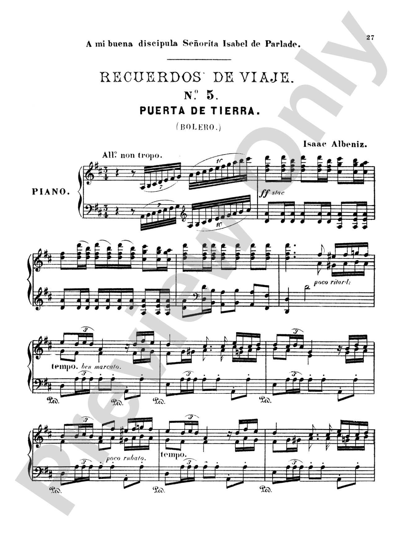 Albéniz: Recuerdos de Viaje
