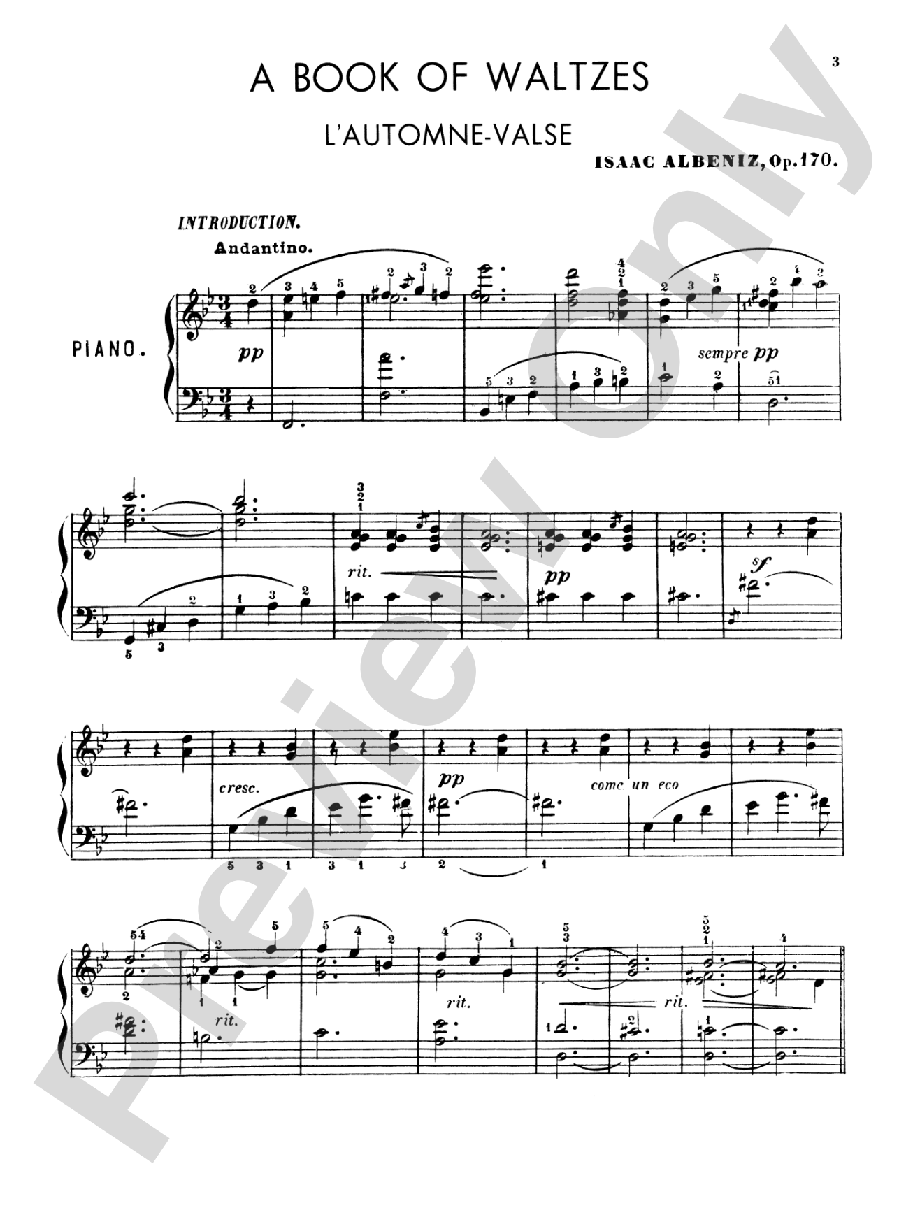 Albéniz: A Book of Waltzes: Piano Book