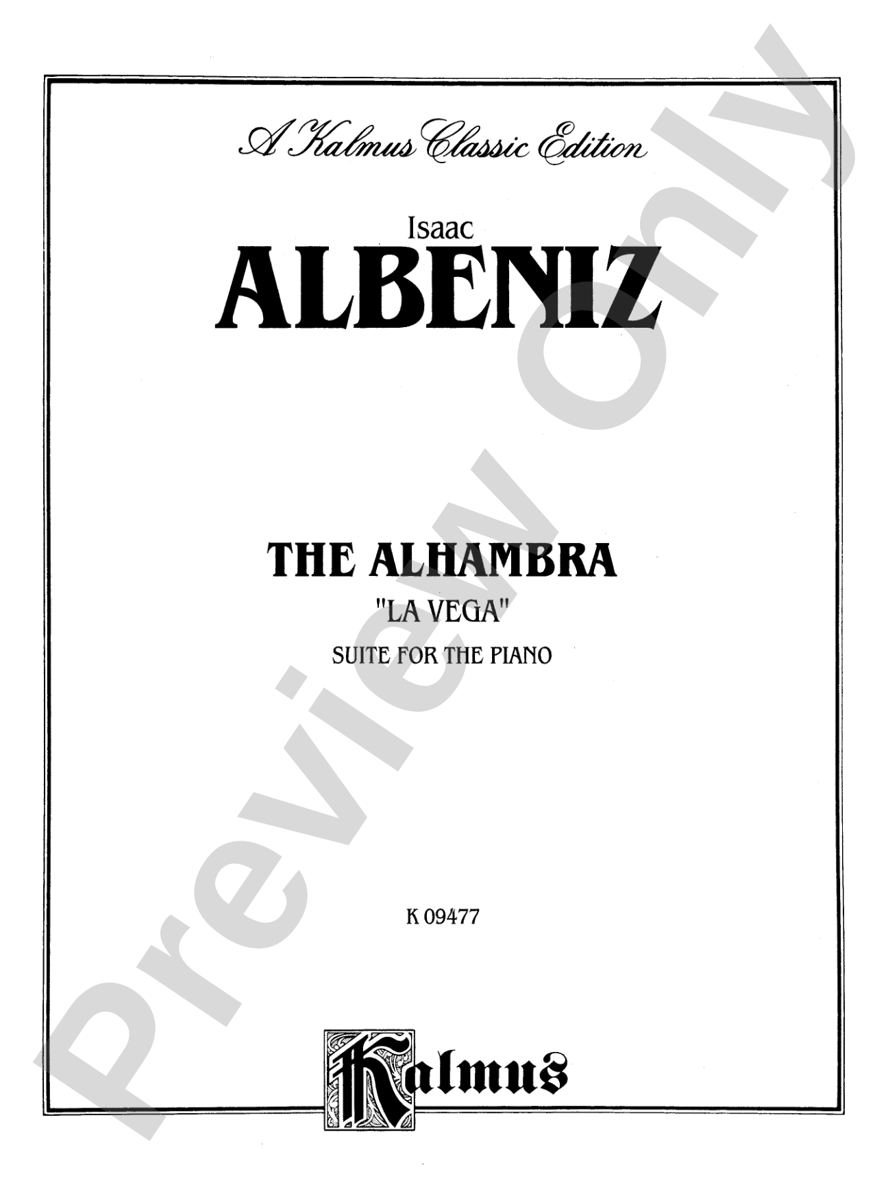 Albéniz: The Alhambra: Piano