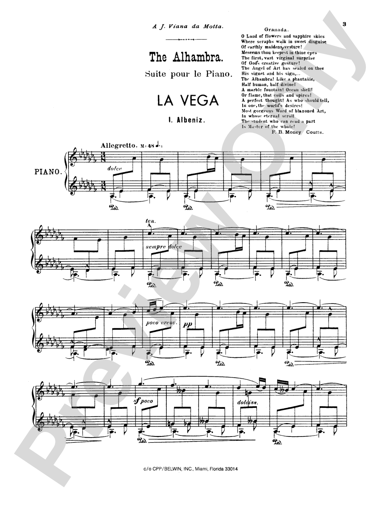 Albéniz: The Alhambra: Piano