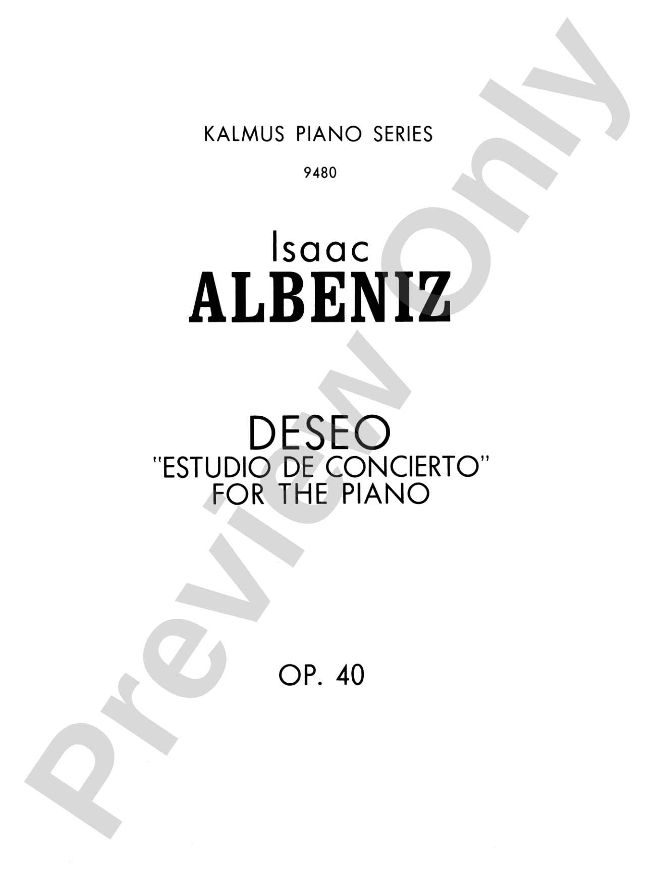 Albéniz: Deseo (Estudio de Concierto): Piano