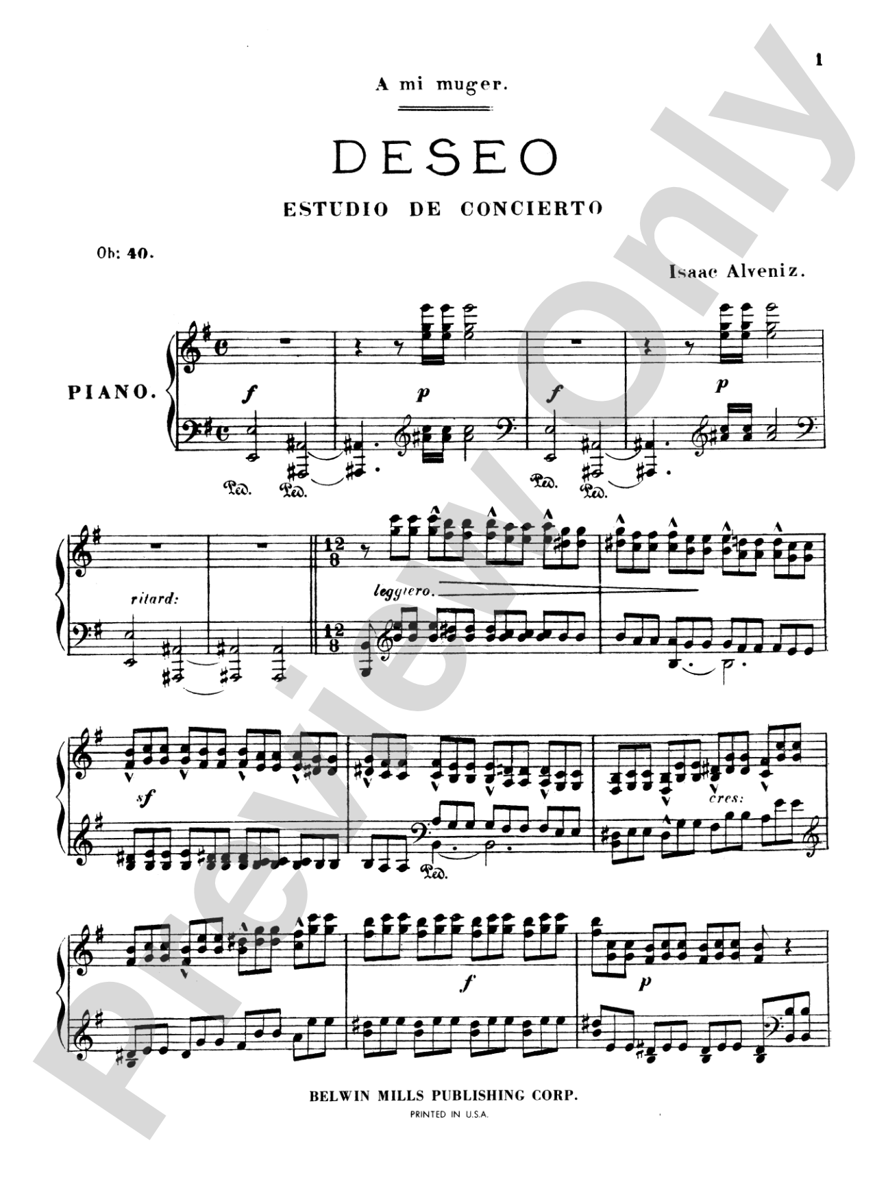 Albéniz: Deseo (Estudio de Concierto): Piano