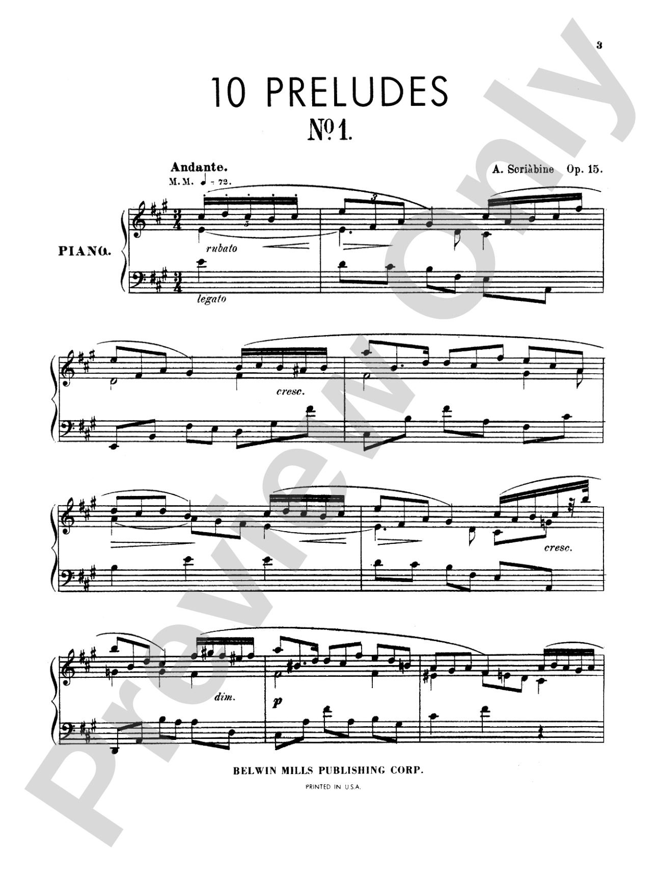 Scriabin: Ten Preludes: Piano Book