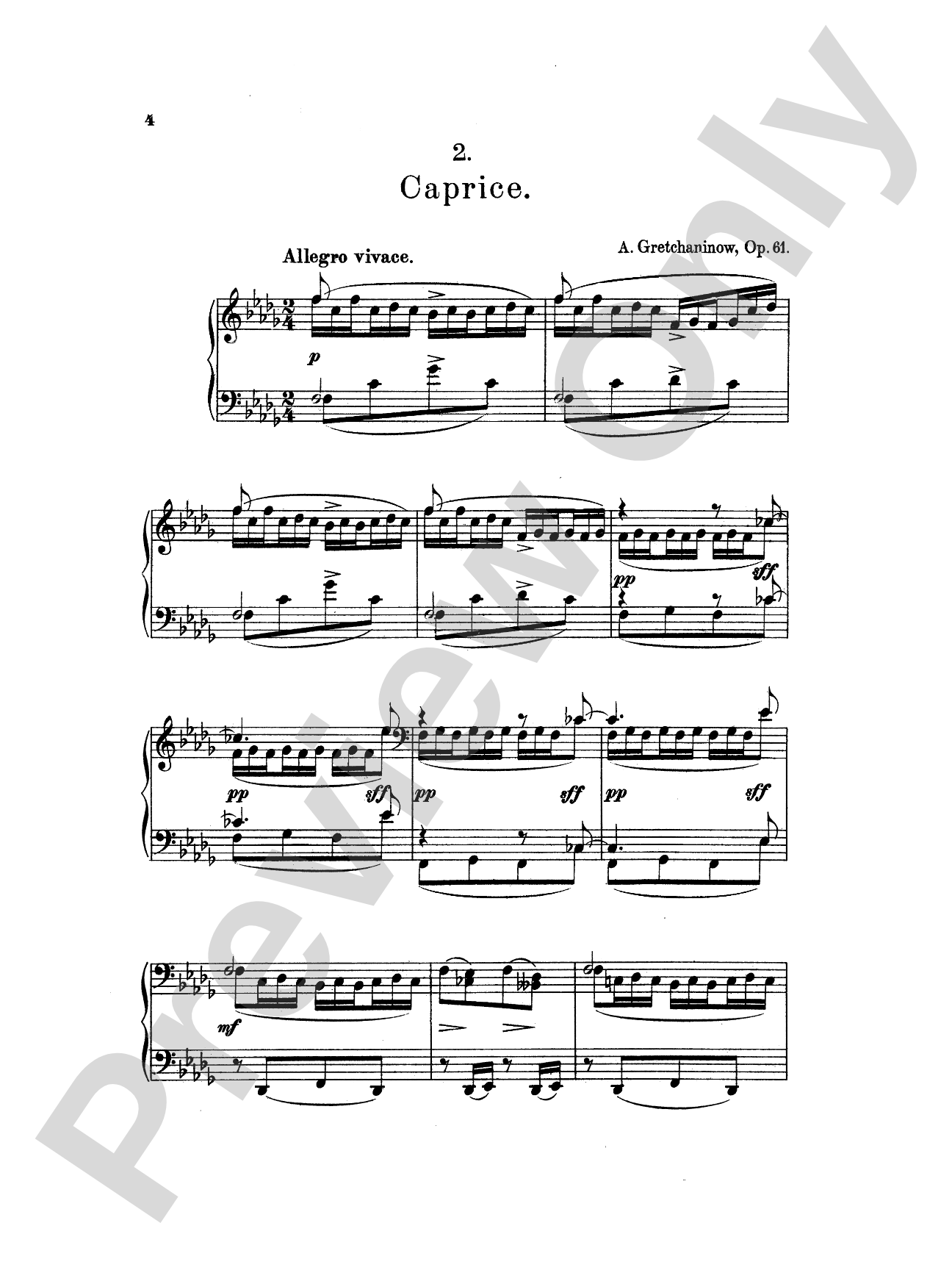Gretchaninoff: Eight Pastels, Op. 61