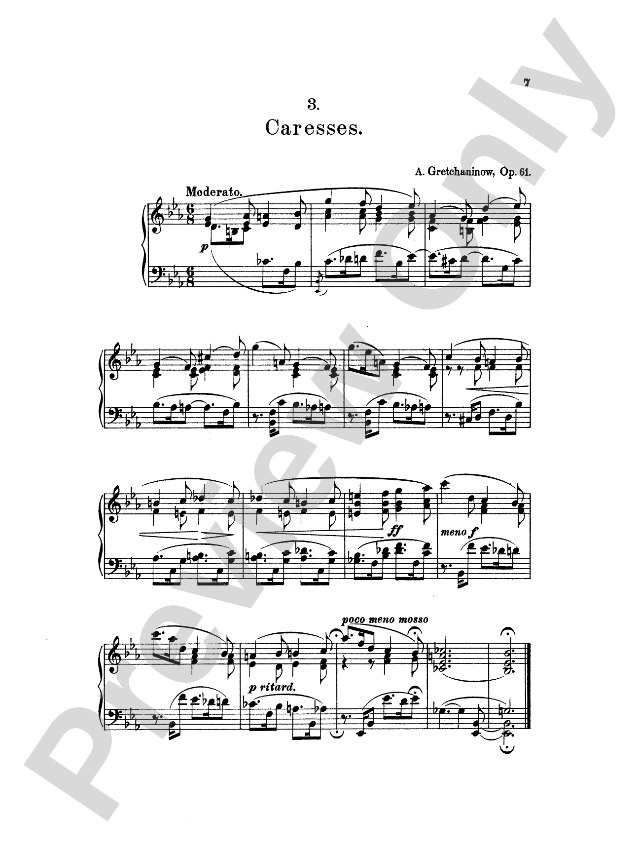 Gretchaninoff: Eight Pastels, Op. 61