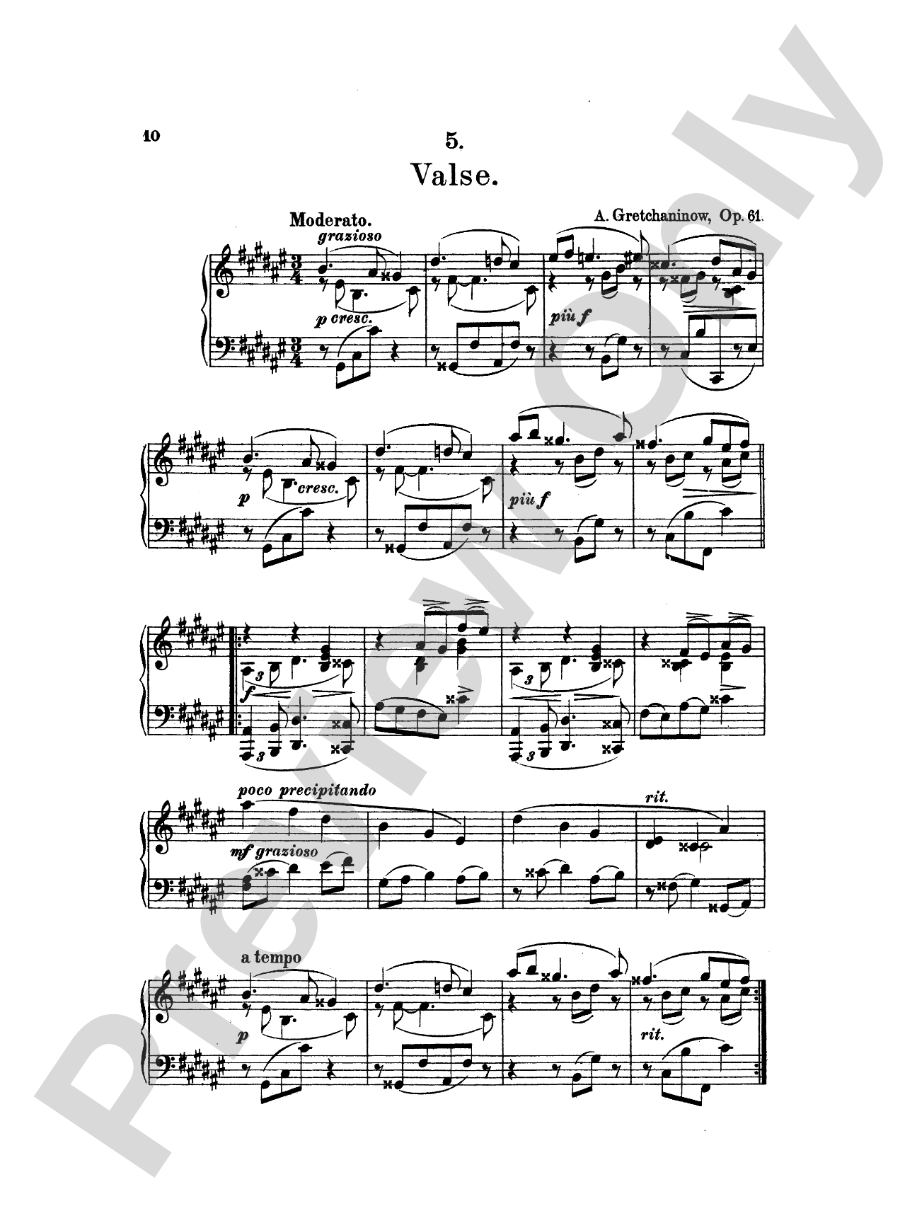 Gretchaninoff: Eight Pastels, Op. 61