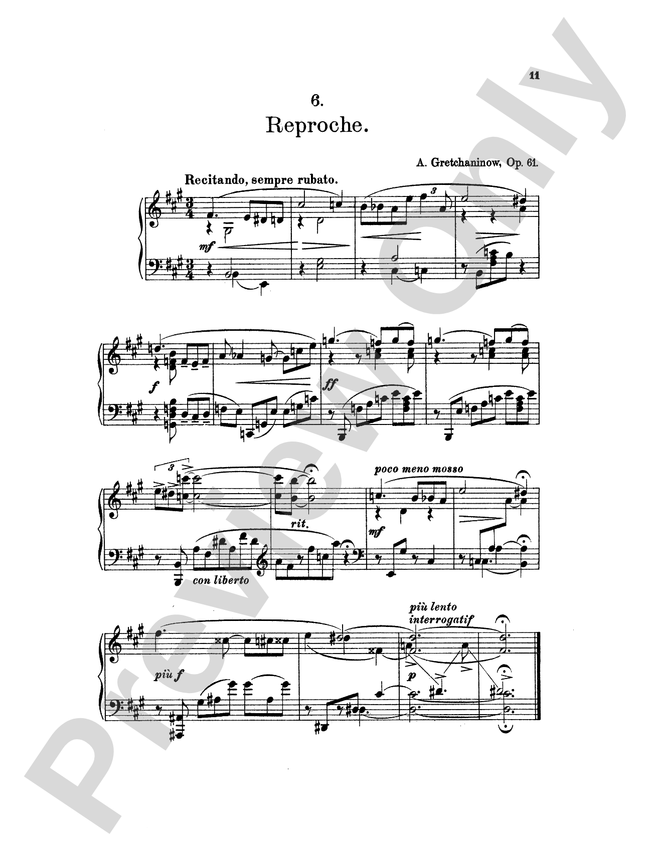 Gretchaninoff: Eight Pastels, Op. 61