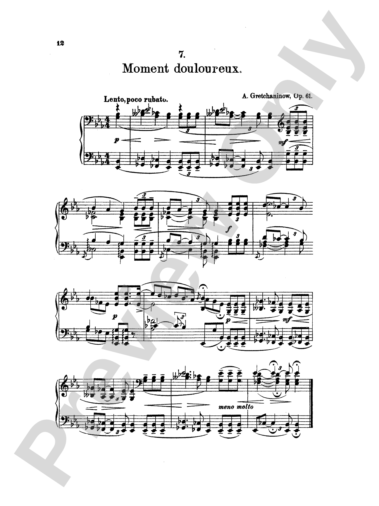 Gretchaninoff: Eight Pastels, Op. 61
