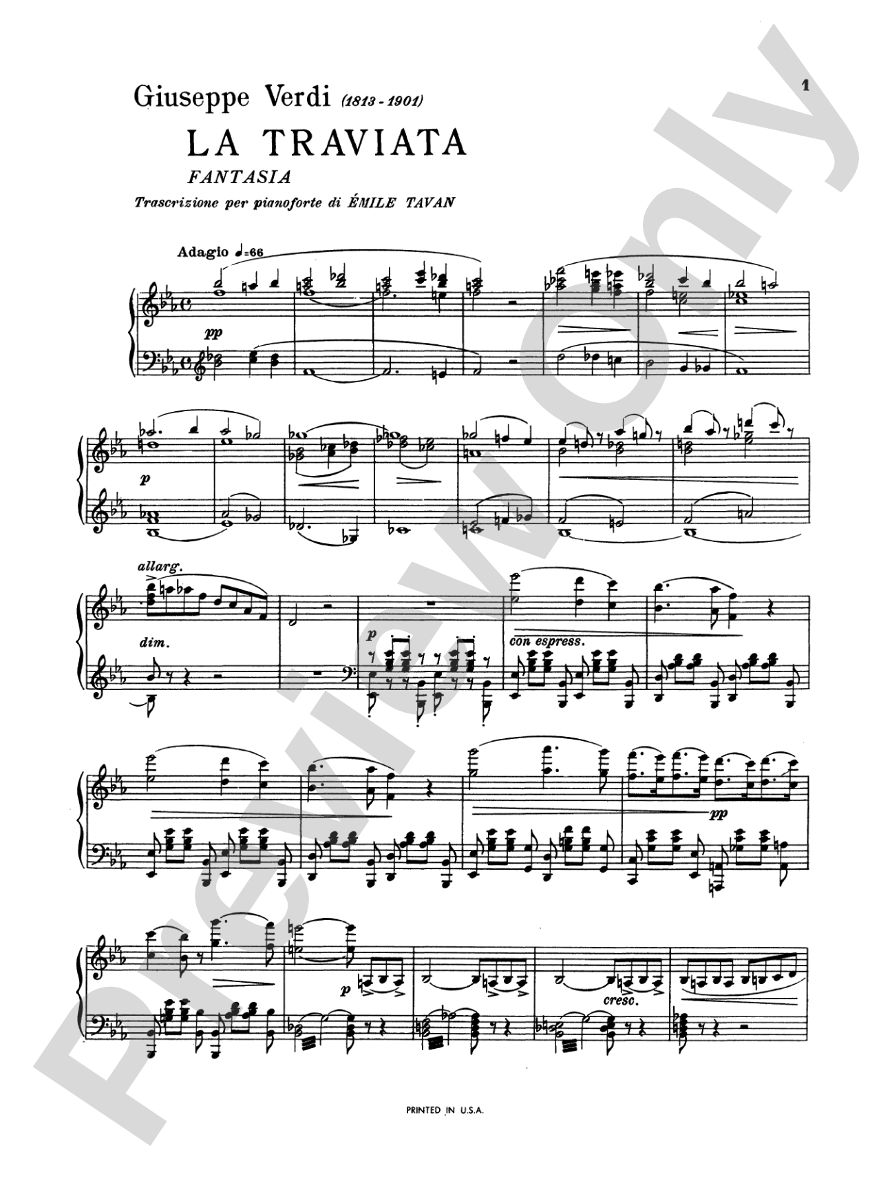 Telemann: Verdi Album of Three Overtures: Piano Book