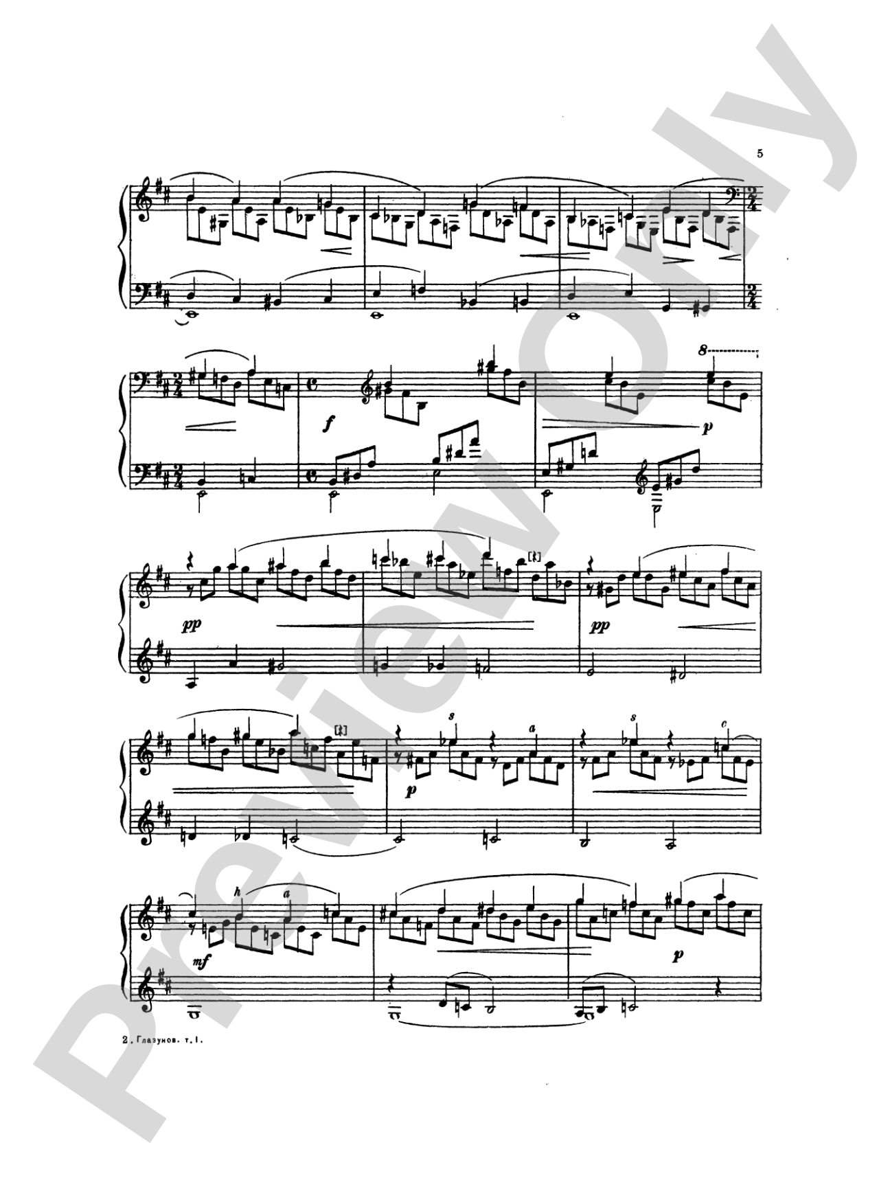 Glazunov: Complete Works (Volume I): Piano Book