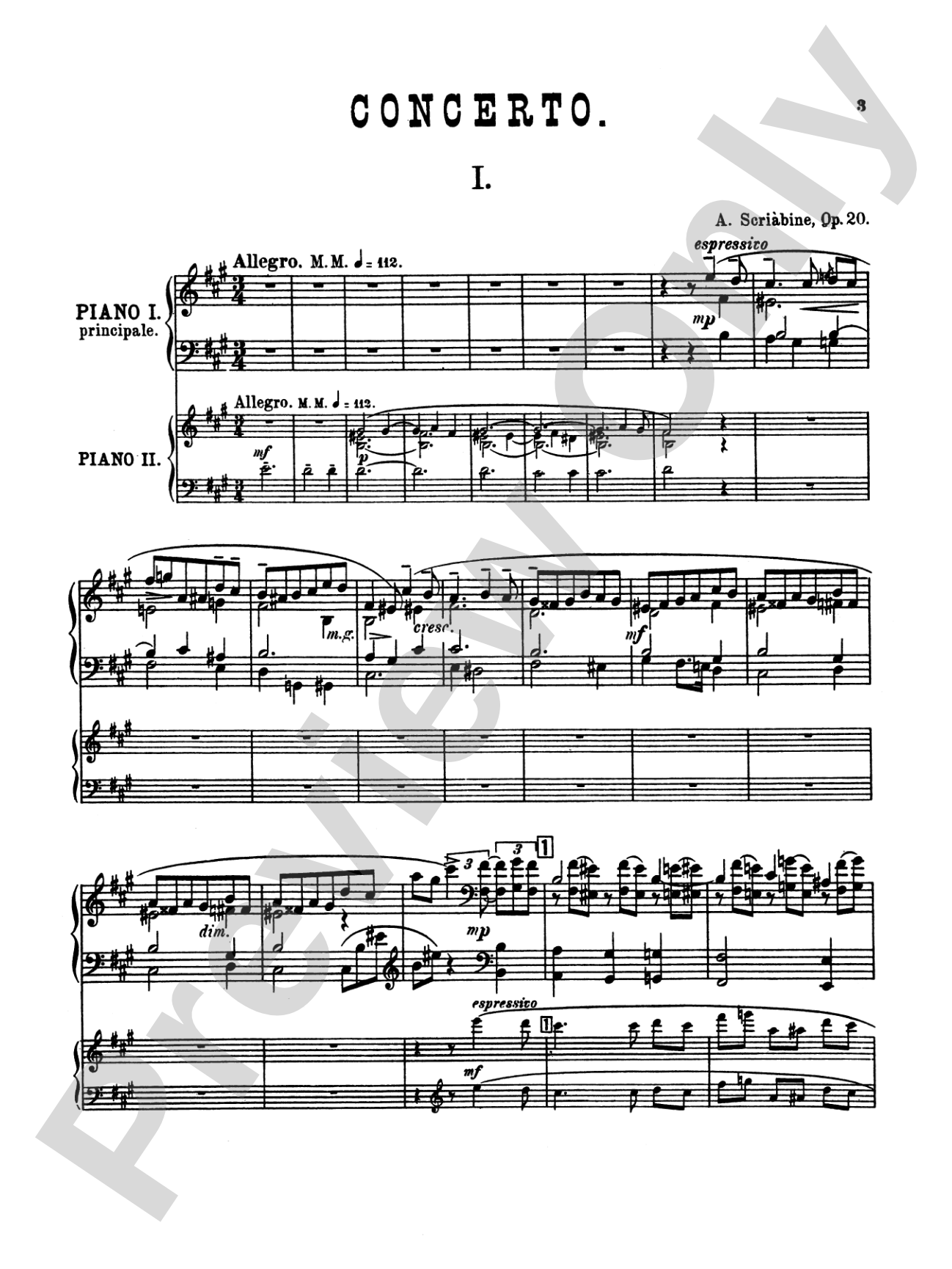 Scriabin: Piano Concerto, Op. 20: Piano Duo (2 Pianos, 4 Hands) Book (2 copies required)