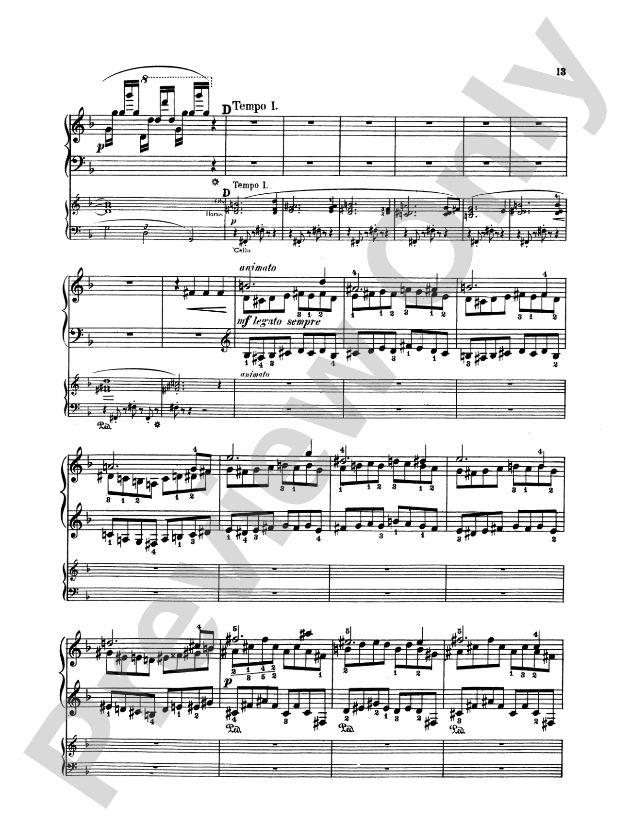 Rubinstein: Piano Concerto No. 4, Op. 70: Piano Duo (2 Pianos, 4 Hands) Book (2 copies required)