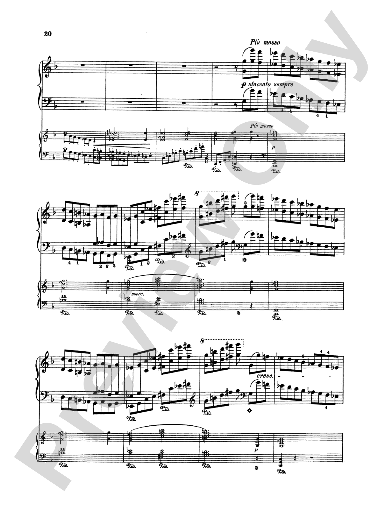 Rubinstein: Piano Concerto No. 4, Op. 70: Piano Duo (2 Pianos, 4 Hands) Book (2 copies required)