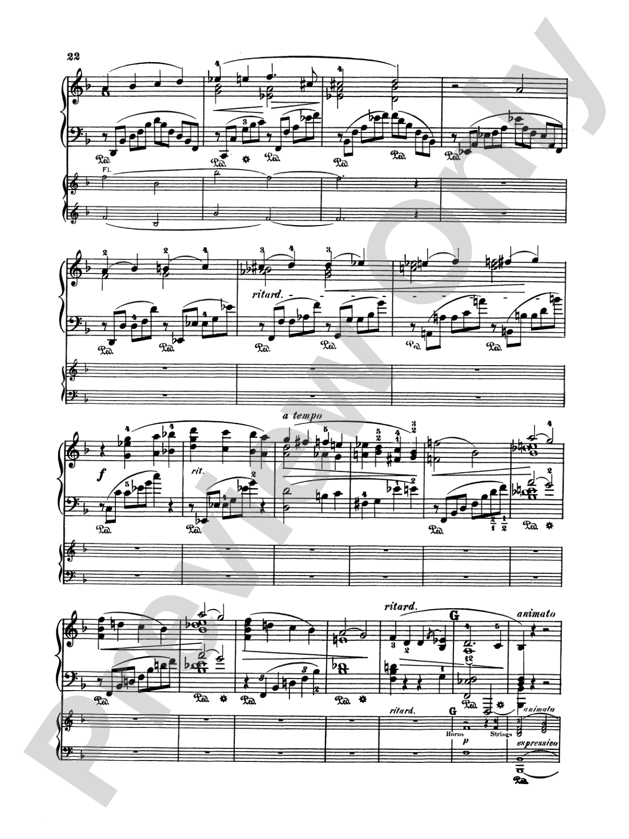 Rubinstein: Piano Concerto No. 4, Op. 70: Piano Duo (2 Pianos, 4 Hands) Book (2 copies required)