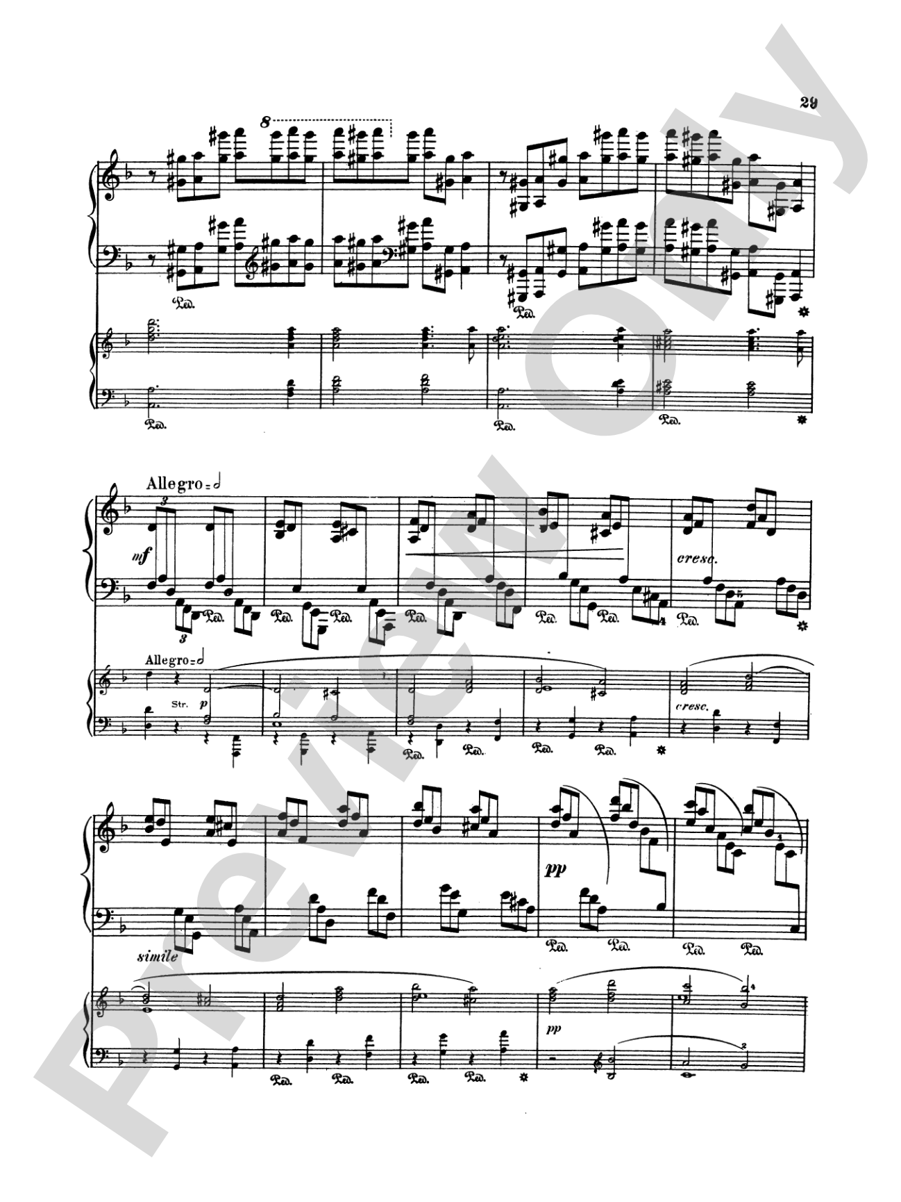 Rubinstein: Piano Concerto No. 4, Op. 70: Piano Duo (2 Pianos, 4 Hands) Book (2 copies required)
