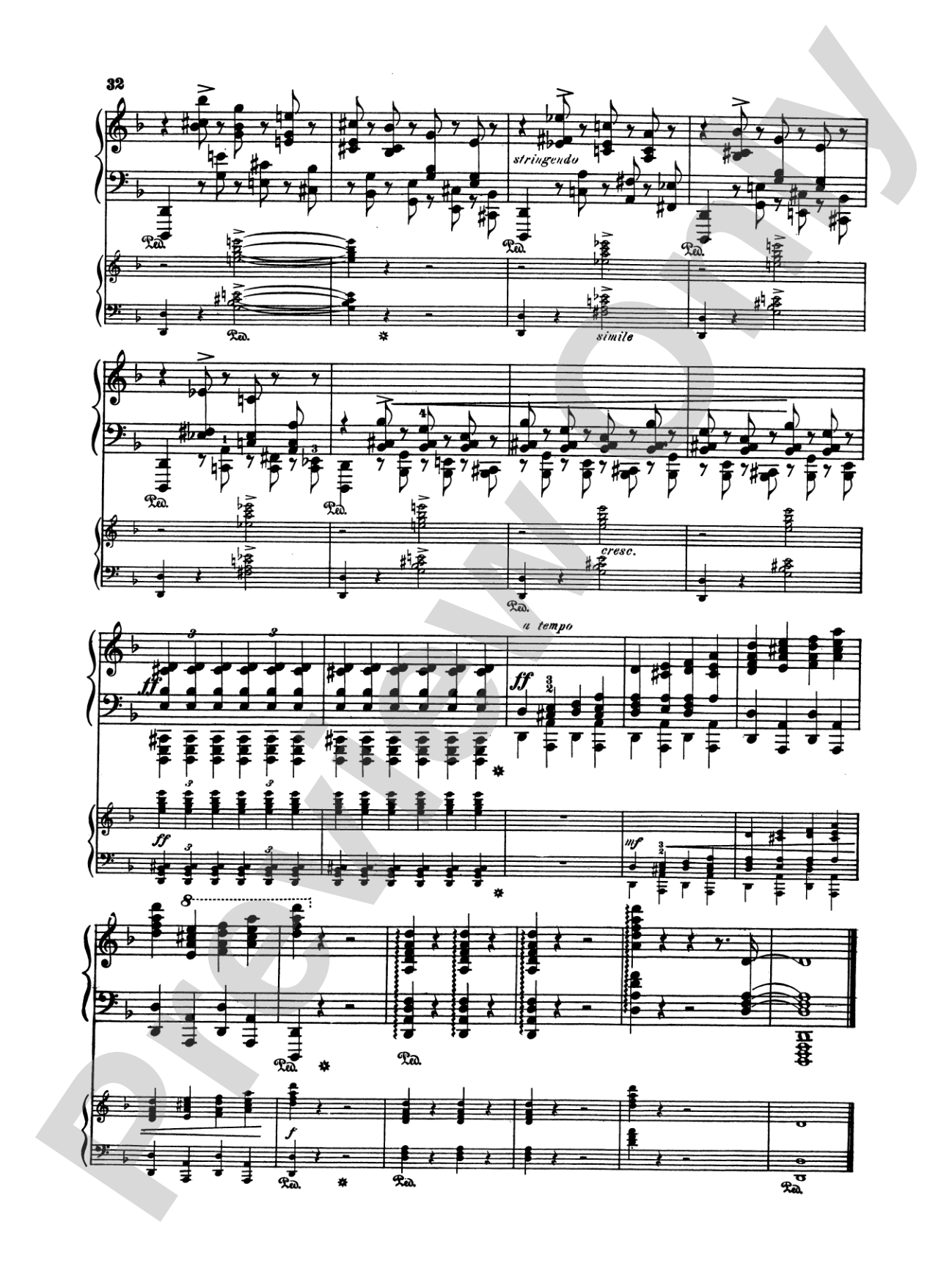 Rubinstein: Piano Concerto No. 4, Op. 70: Piano Duo (2 Pianos, 4 Hands) Book (2 copies required)