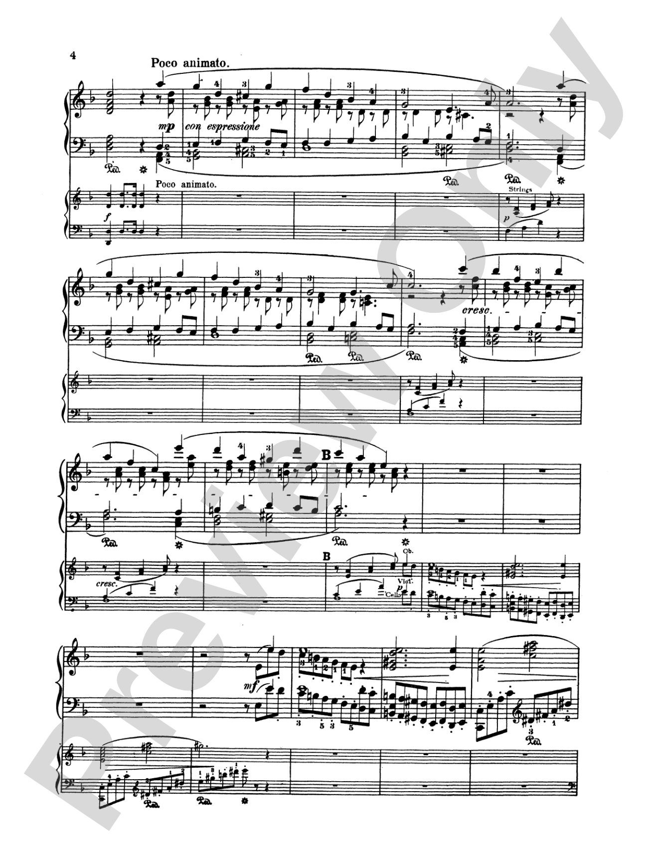 Rubinstein: Piano Concerto No. 4, Op. 70: Piano Duo (2 Pianos, 4 Hands) Book (2 copies required)