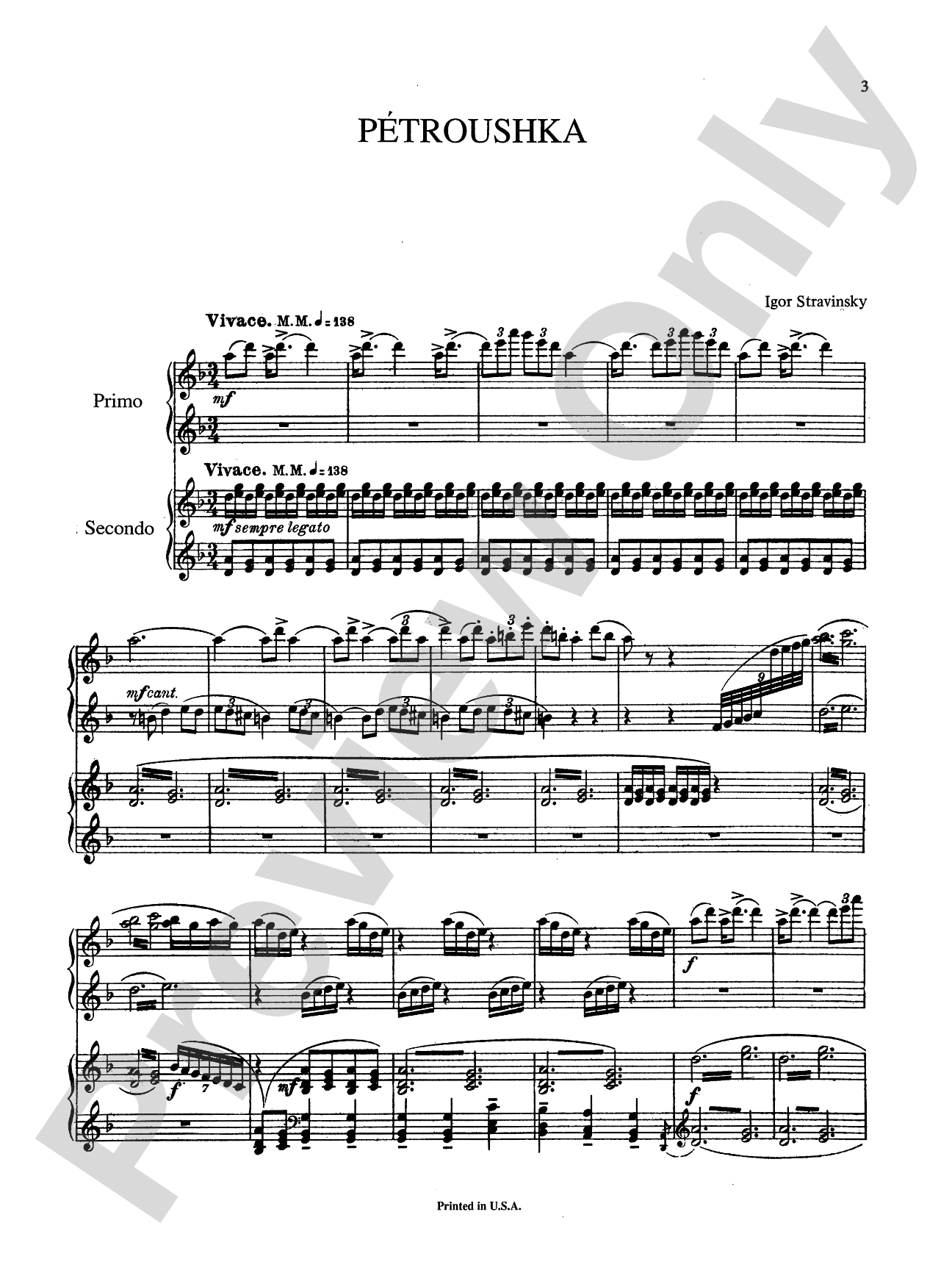 Stravinsky: Petroushka: Piano Duet (1 Piano, 4 Hands) Book