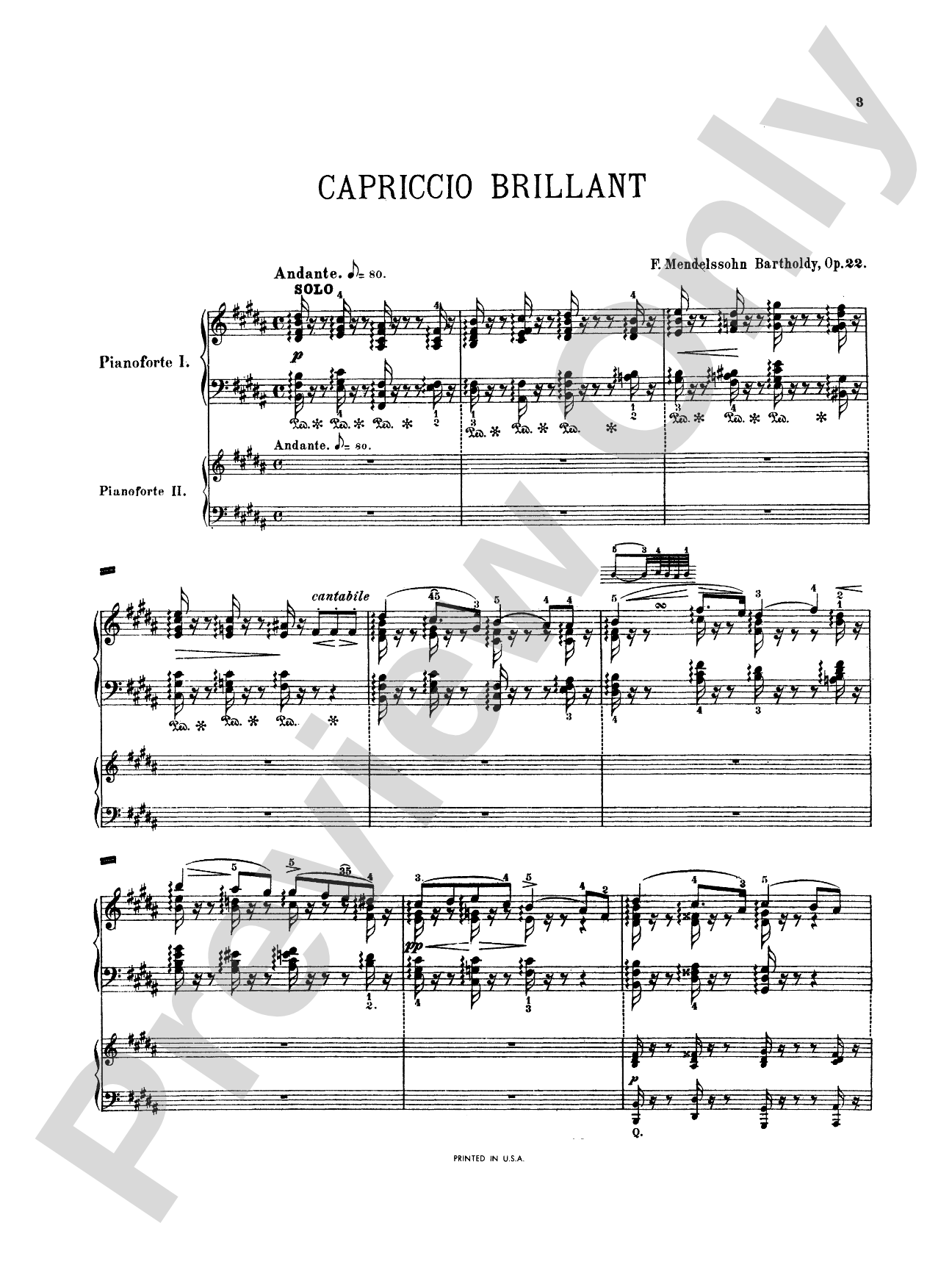 Mendelssohn: Capriccio Brillante, Op. 22: Piano Duo (2 Pianos, 4 Hands) Book (2 copies required)
