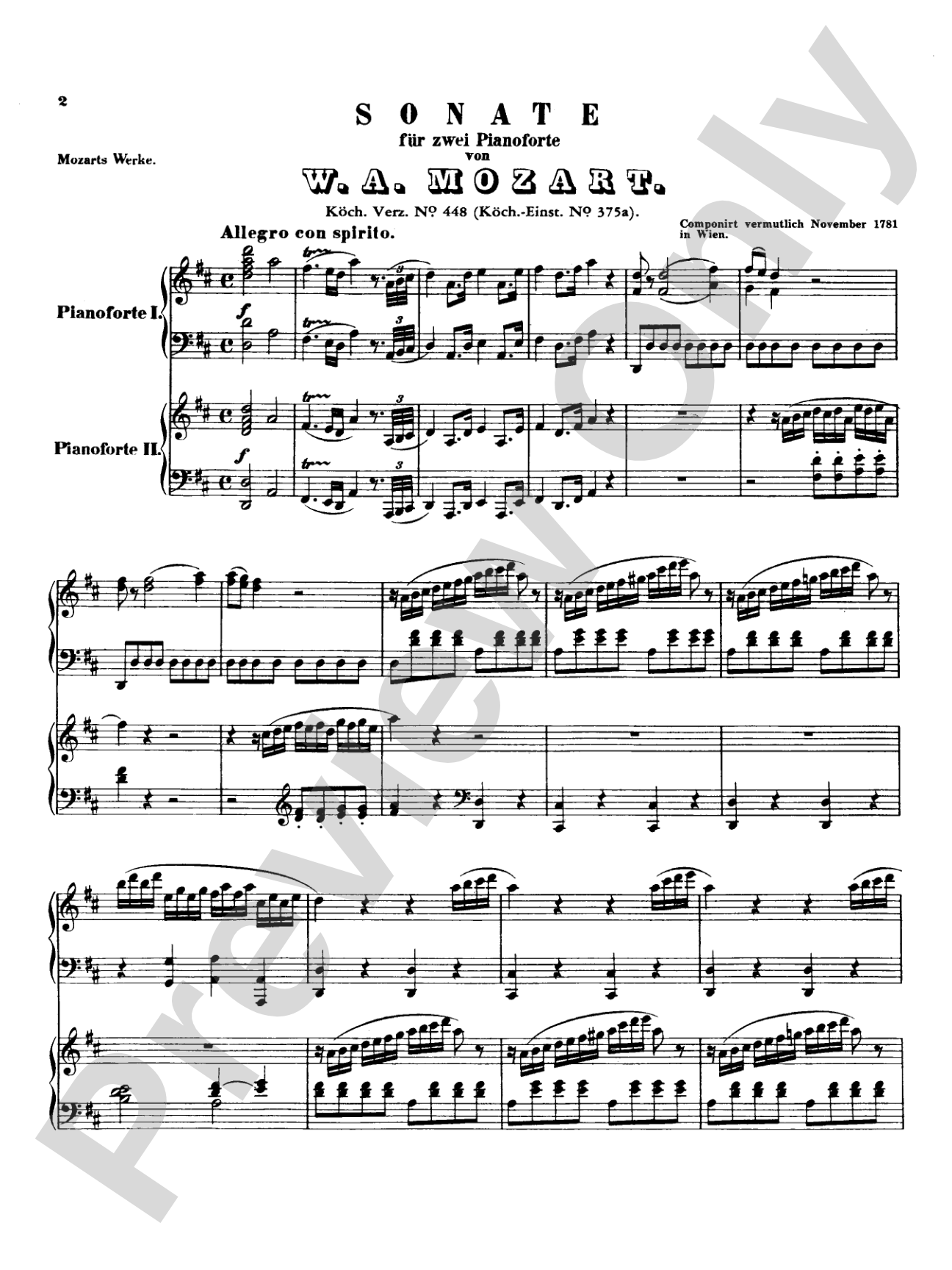 Mozart: Fugue (K. 426) and Sonata (K. 448) (Urtext)