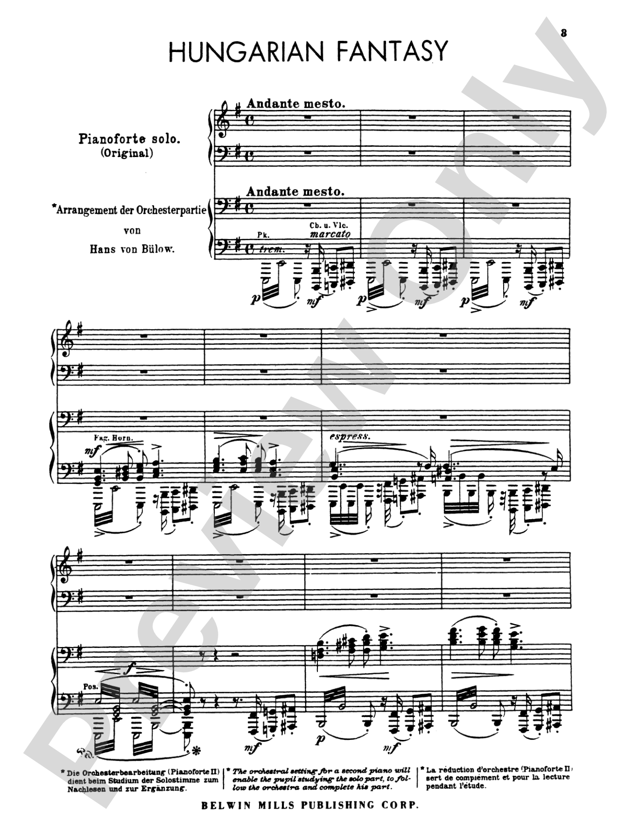 Liszt: Hungarian Fantasy: Piano Duo (2 Pianos, 4 Hands) Book (2 copies required)