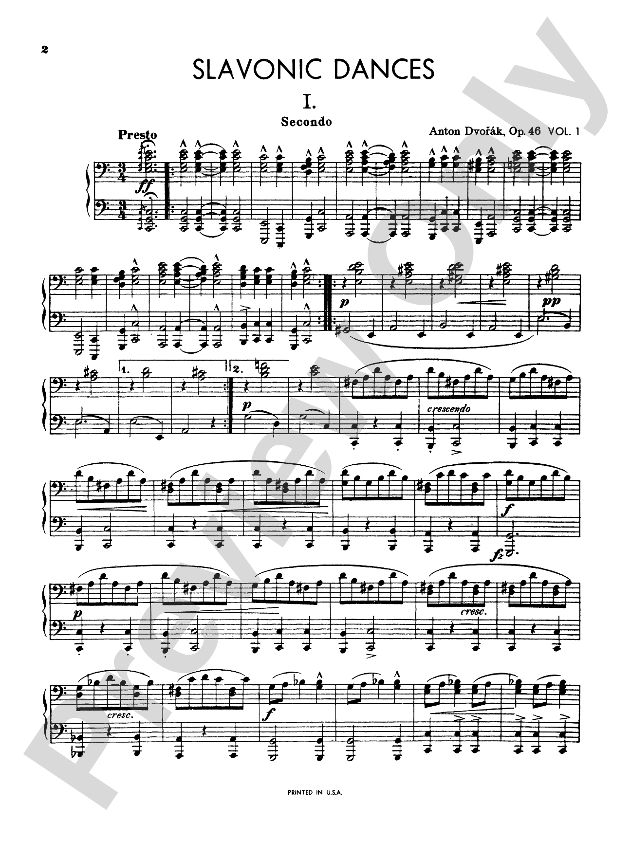 Dvorák: Slavonic Dances, Op. 46 (Volume I): Piano Duet (1 Piano, 4 Hands) Book